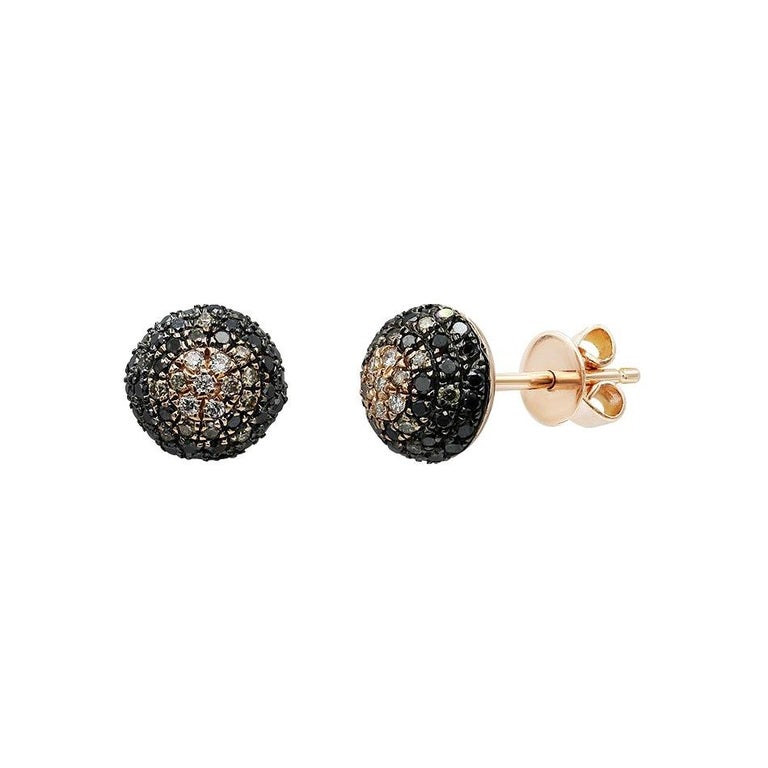 Impressive Black Diamond Yellow Gold Earrings For Sale at 1stDibs