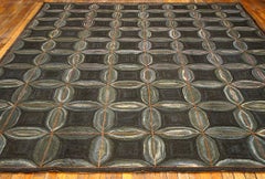 Impressive Black Ground Color a Folk Art Style Contemporary American Hooked Rug