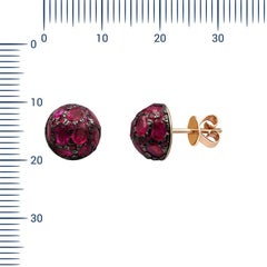 Impressive Blue Ruby Diamond Yellow Gold Earrings