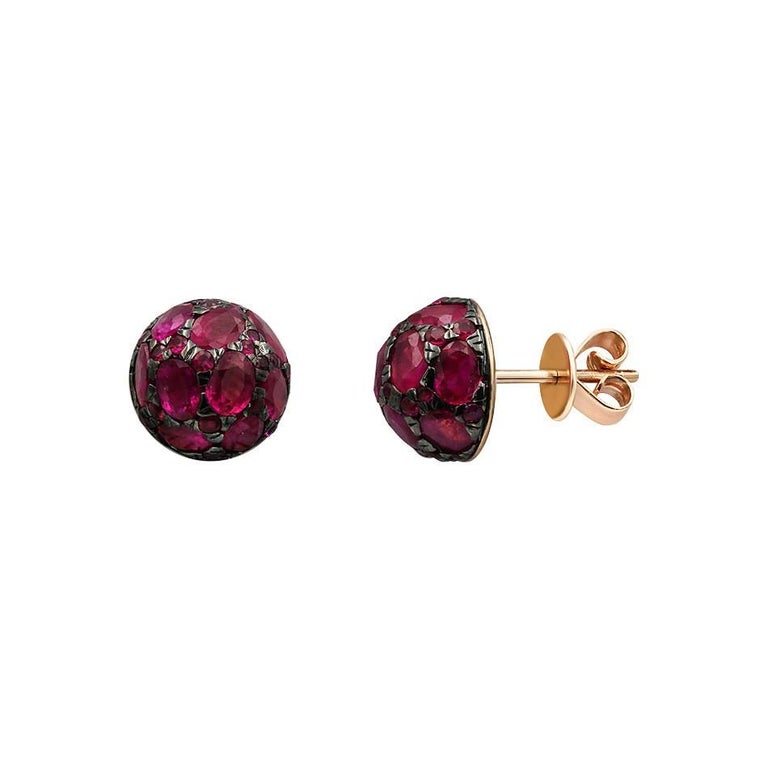 Blue Ruby Diamond Impressive Blue Ruby Diamond Yellow Gold Earrings For Sale (Free ...