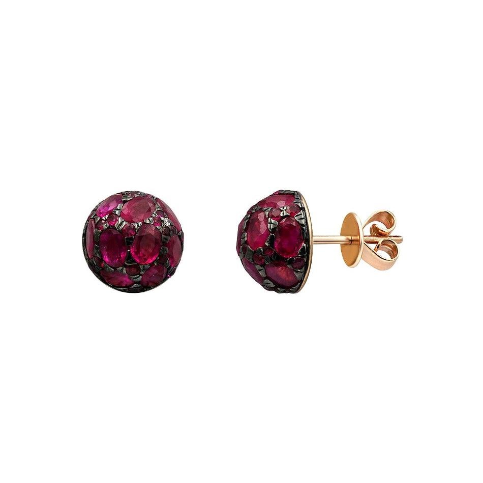 Beeindruckende blaue Rubin-Diamant-Ohrringe aus Gelbgold