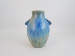 Impressive blue sandstone Art Deco vase by Pierrefonds Manufacture circa 1930