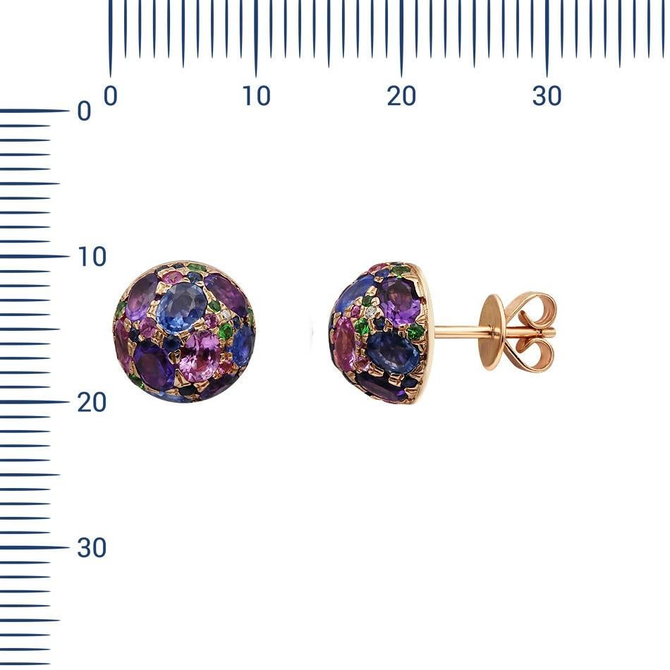 Earrings Yellow Gold 14 K (Matching Ring Available)

Diamond 2-RND-0,01-G/VS2A 
Sapphire 16-0,44ct
Pink Sapphire 16-1ct
Amethyst 8-1,33ct
Sapphire 6-1,08ct

Weight 3.48 grams

With a heritage of ancient fine Swiss jewelry traditions, NATKINA is a