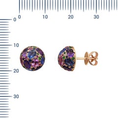 Impressive Blue Sapphire Diamond Amethyst Pink Sapphire Yellow Gold Earrings