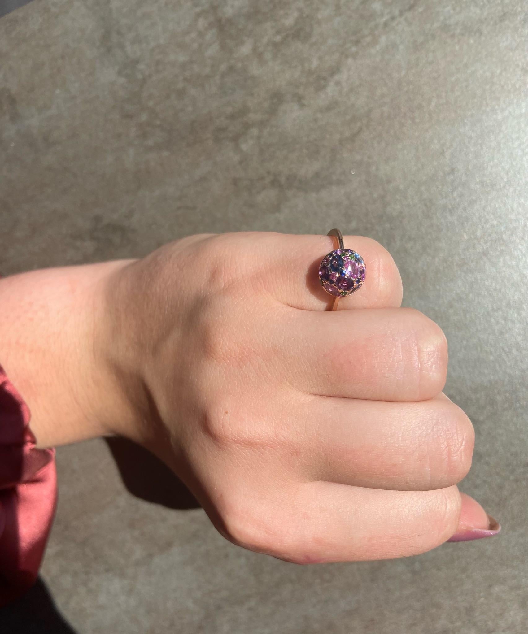 For Sale:  Impressive Blue Sapphire Diamond Amethyst Pink Sapphire Yellow Gold Ring 6