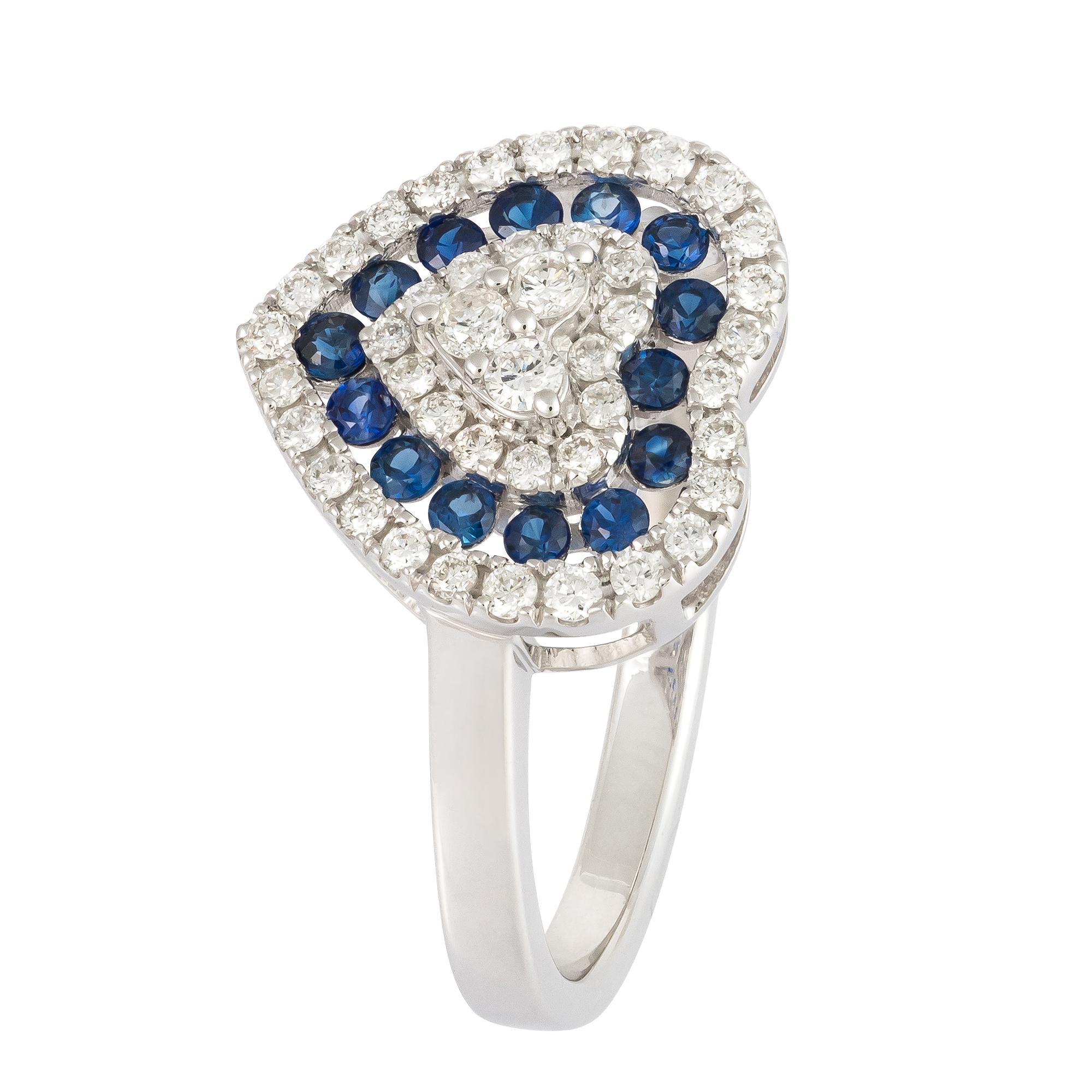 Im Angebot: Beeindruckender Ring mit blauem Saphir und weißem Diamanten aus 18 Karat Gold für sie () 2