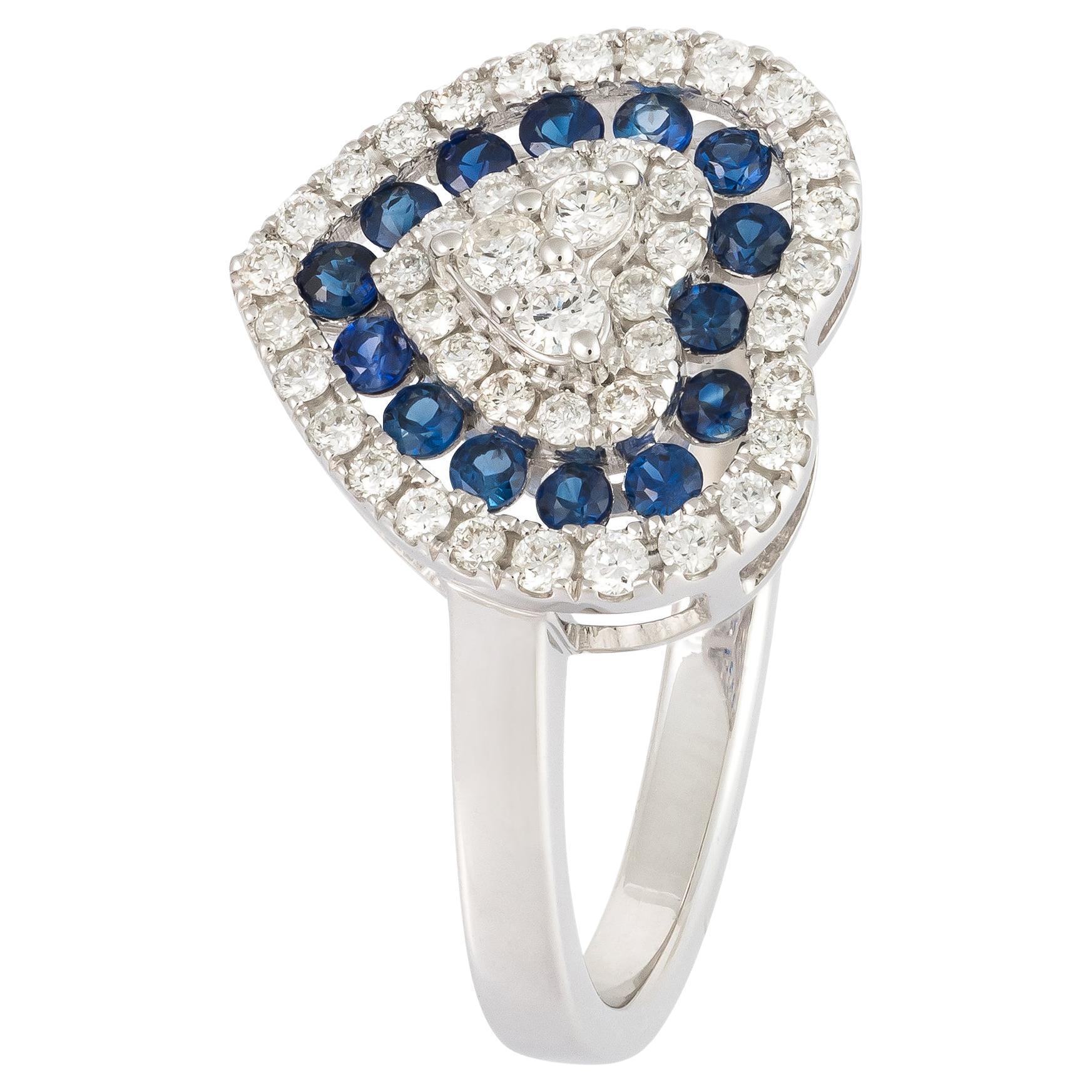 For Sale:  Impressive Blue Sapphire White 18K Gold White Diamond Ring for Her