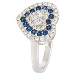 Impressive Blue Sapphire White 18K Gold White Diamond Ring for Her
