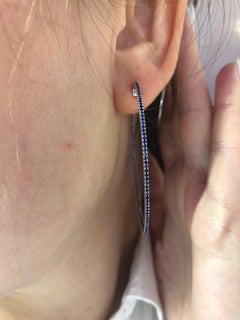 Impressive Blue Sapphire White Gold Hoop Earrings