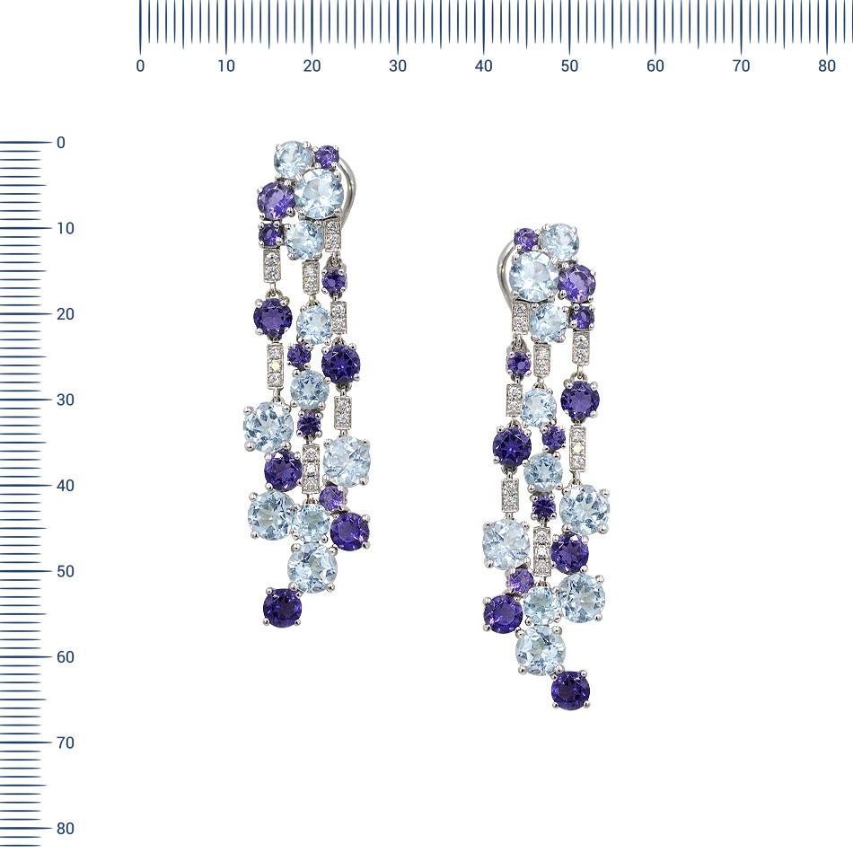 Earrings  Gold 18 K 
Diamond 32-Round-57-0,38-3/5A 
Cordierite 12-Round-2,9 2/1A 
Cordierite 12-Round-0,6 2/1A 
Topaz 10-Round-4,13
Weight 16,79

With a heritage of ancient fine Swiss jewelry traditions, NATKINA is a Geneva based jewellery brand,