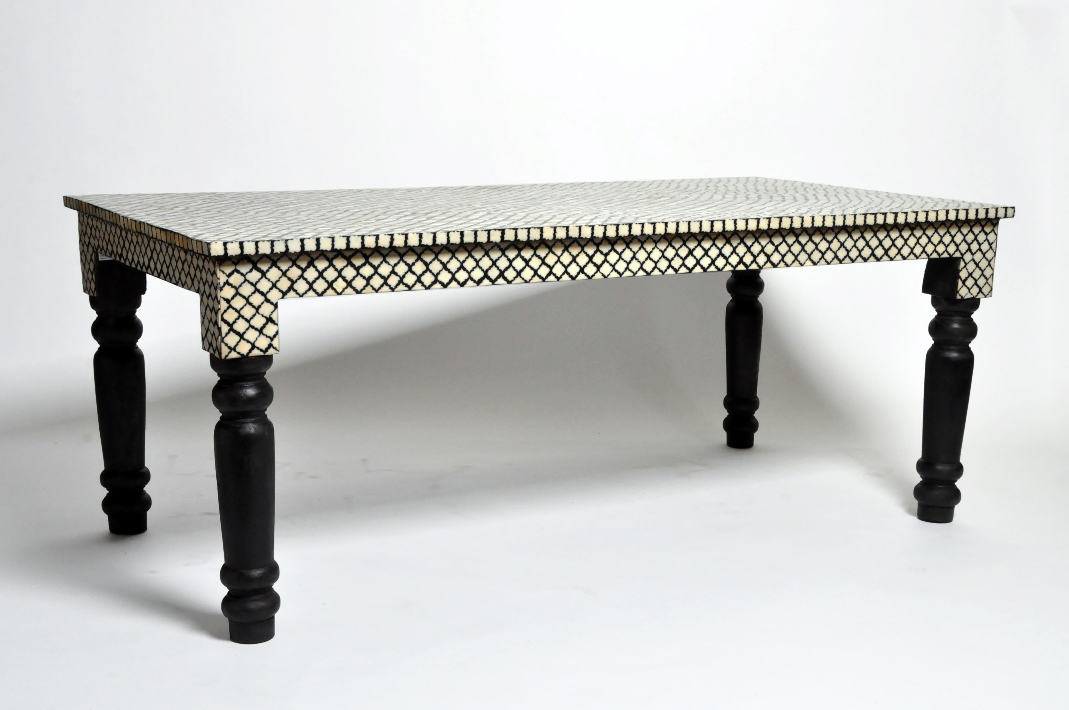 Hardwood Impressive Bone Inlaid Dining Table
