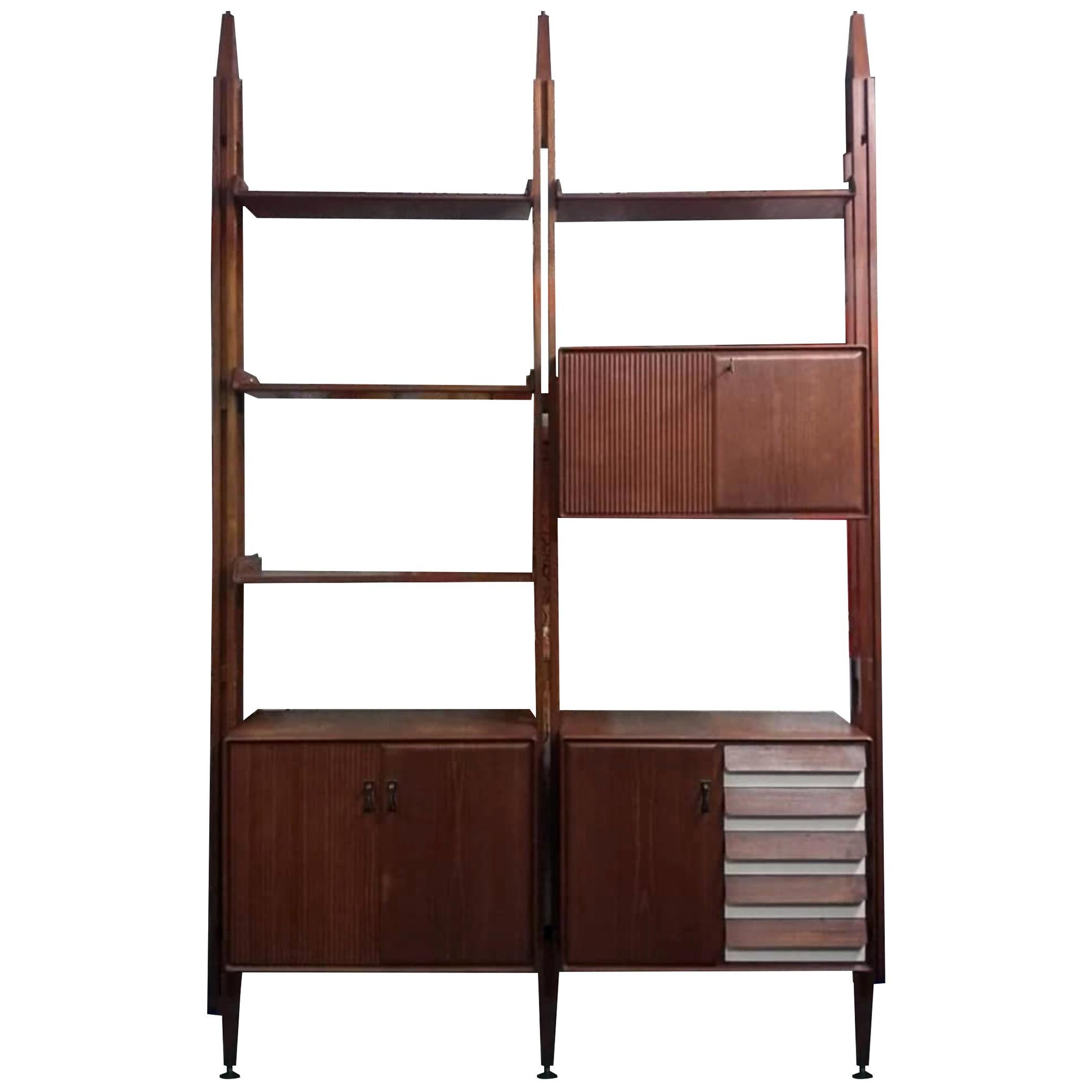 Impressive Bookshelf from Midcentry Teak Wood Franco Albini Style