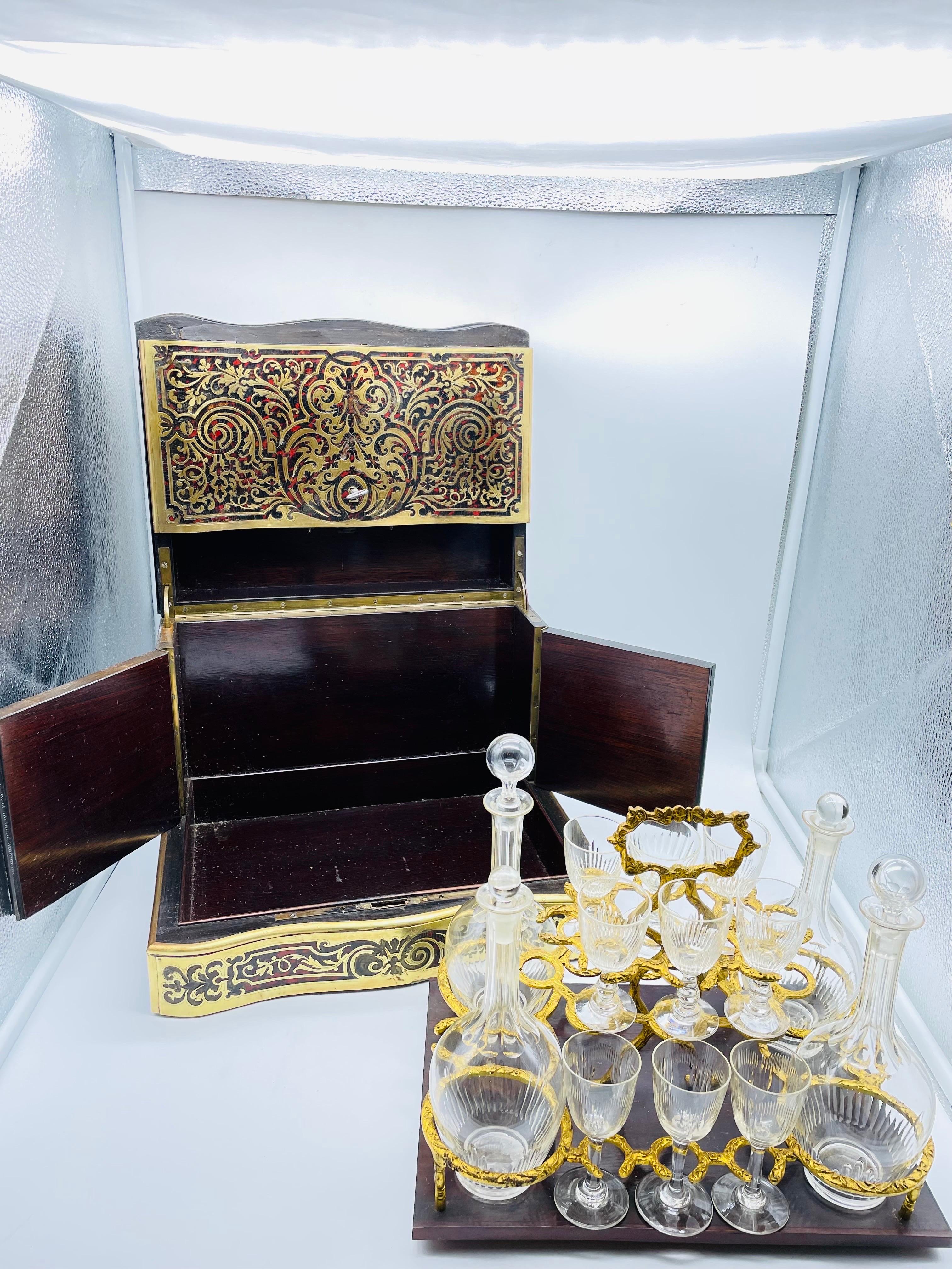Impressive Boulle Napoleonic Tantalus Liquor Cabinet, 19th Century For Sale 3