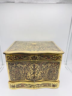 Impressive Boulle Napoleonic Tantalus Liquor Cabinet, 19th Century