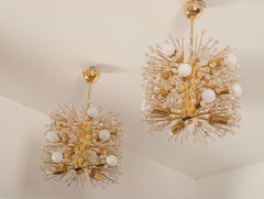 Impressive Brass and Glass Chandelier Designed by Emil Stejnar