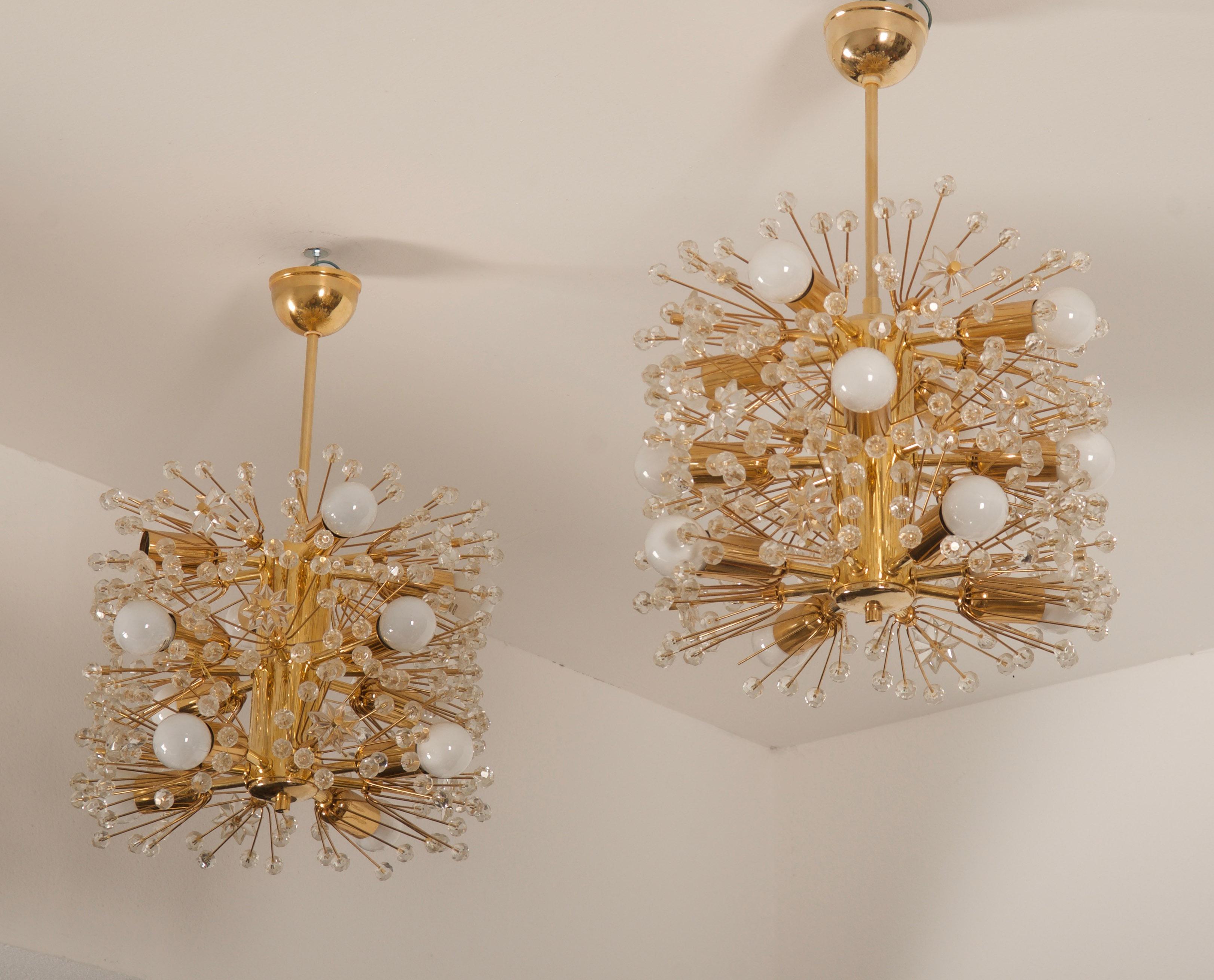 Impressive Brass and Glass Chandelier Designed by Emil Stejnar In Good Condition For Sale In Vienna, AT