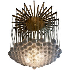 Impressive Brass and Murano Glass Bubble Chandelier