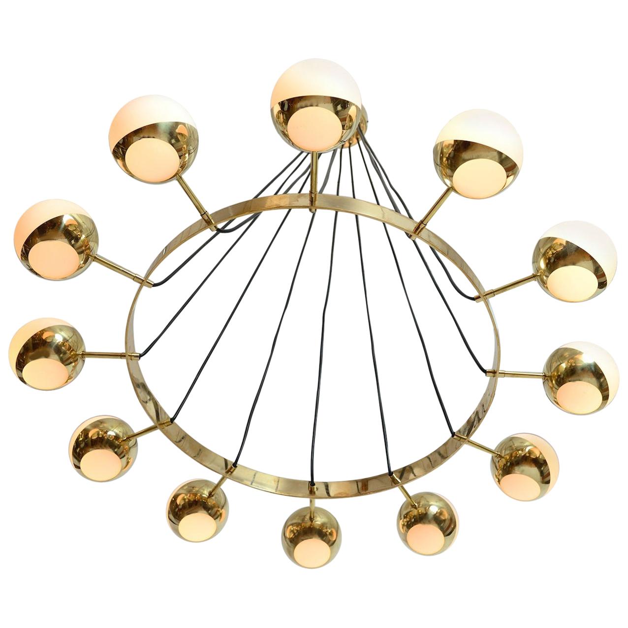 Impressive Glass and Brass Chandelier at 1stDibs