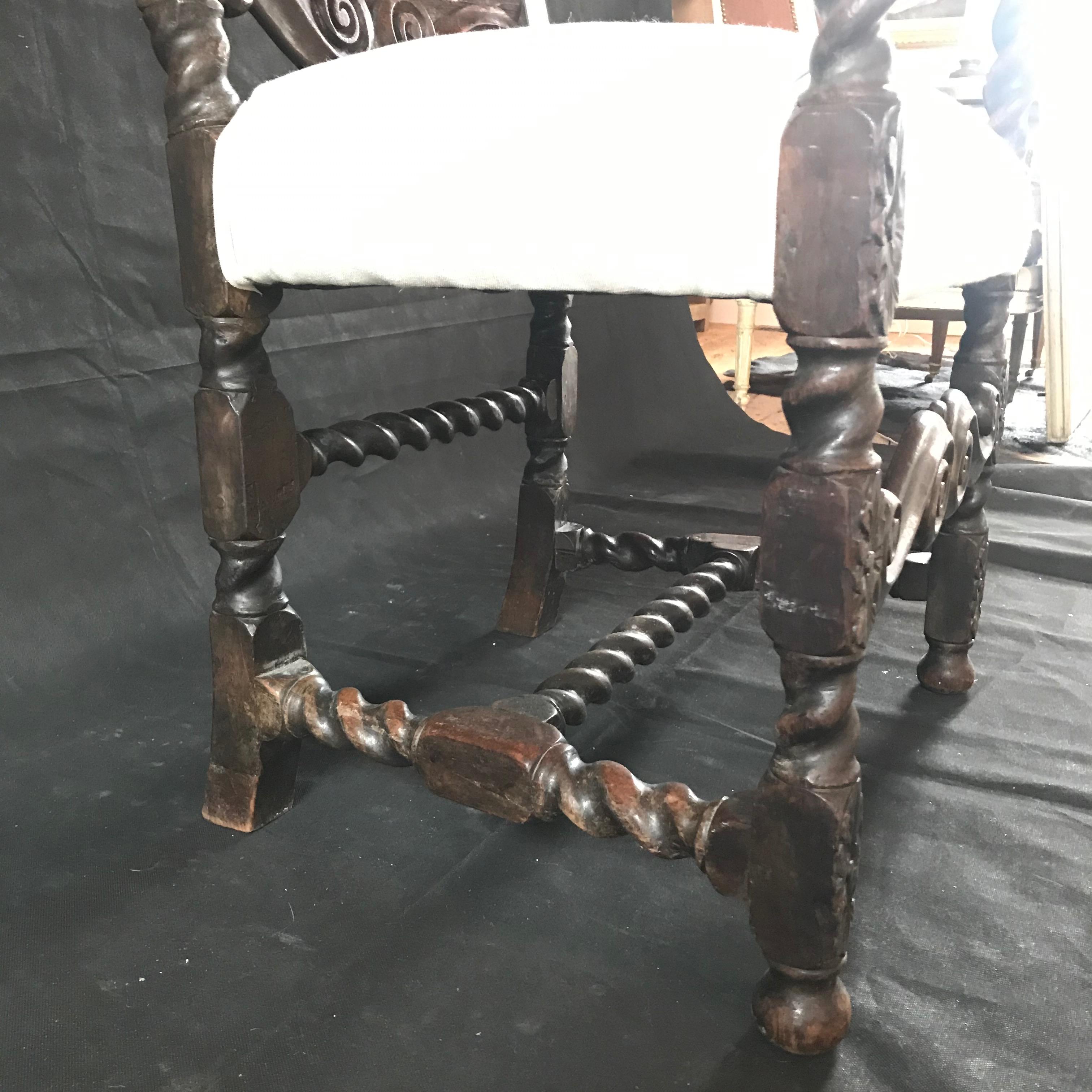 18th Century and Earlier Impressive British 18th Century Carved Oak Jacobean Armchair For Sale