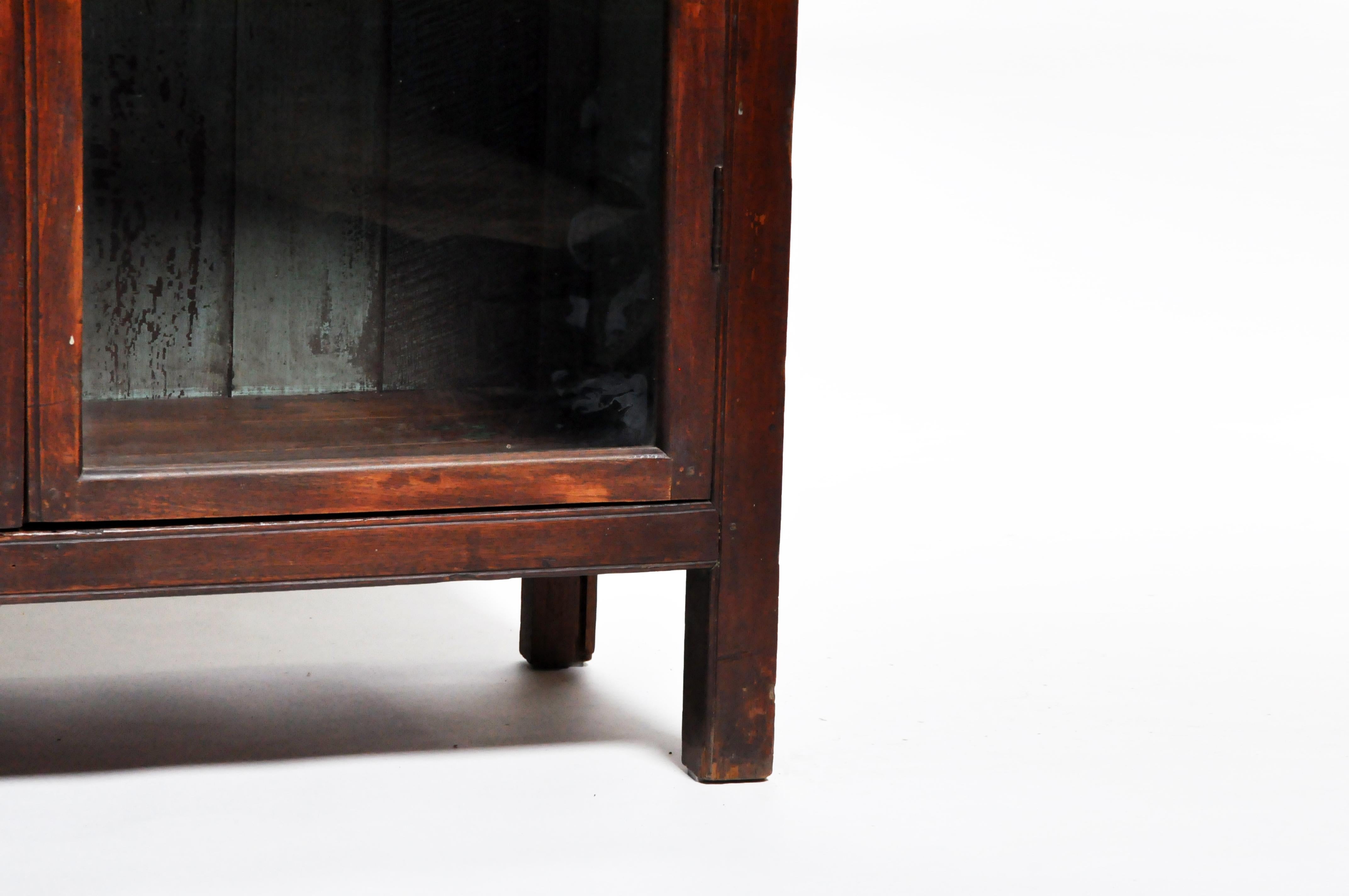 Glass Impressive British Colonial Teak Wood Bookcase