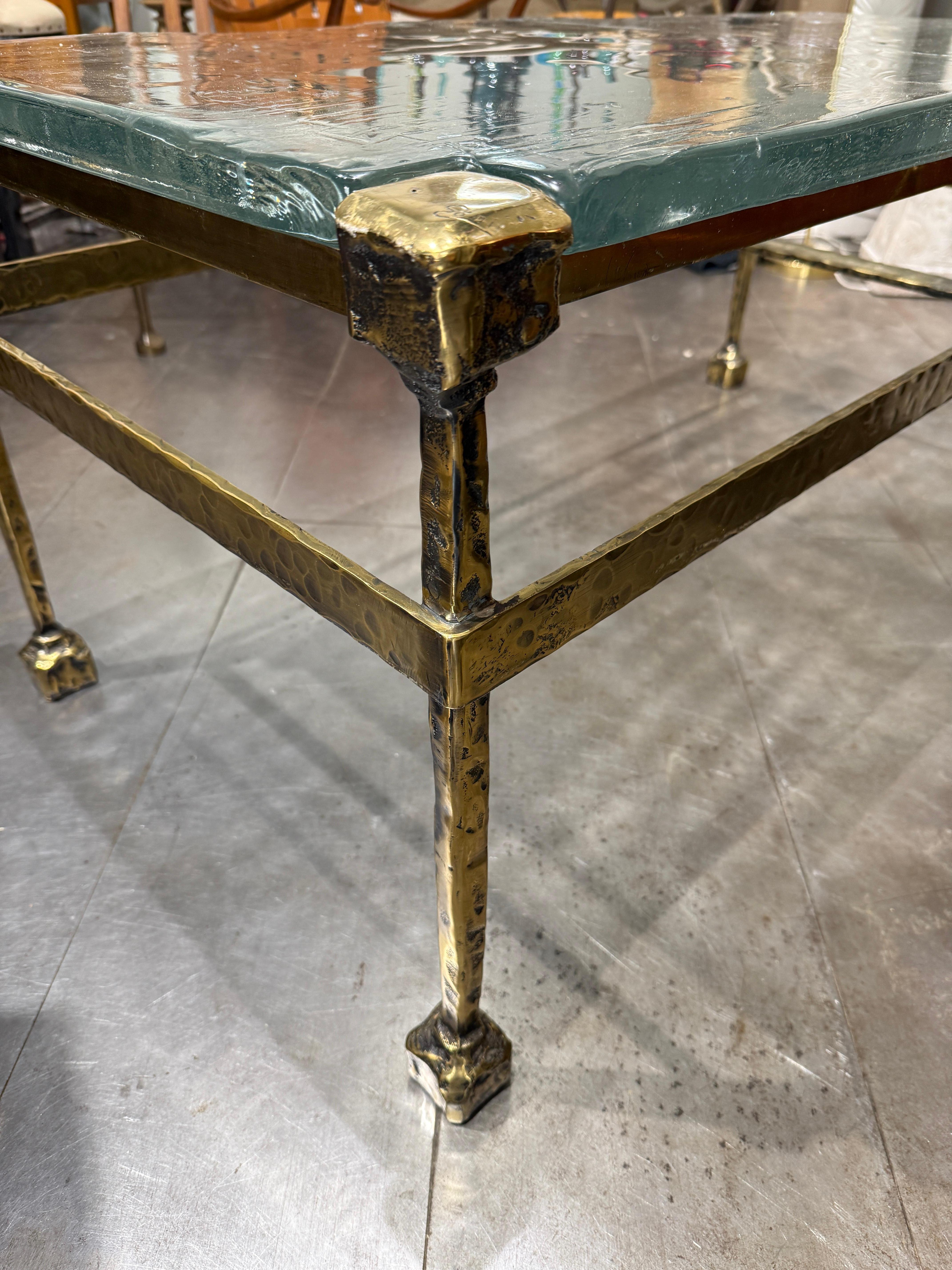 Mid-Century Modern Impressive bronze and glass top coffee table circa 1980 Germany For Sale