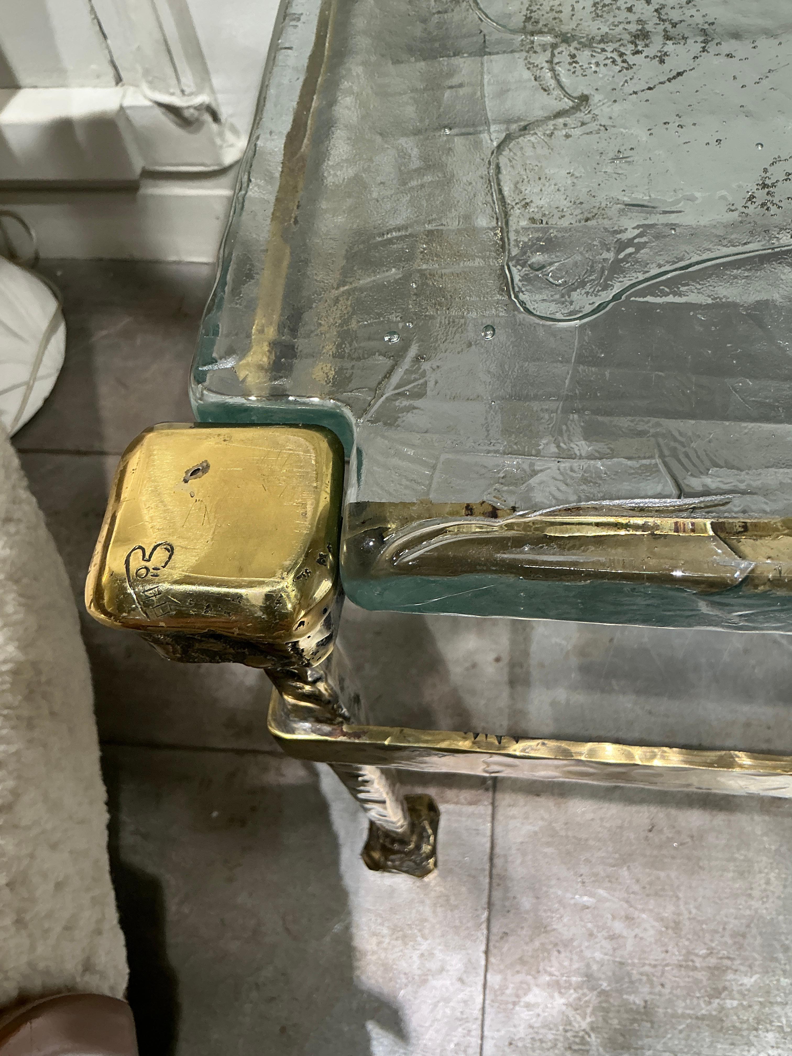 Impressionnante table basse en bronze dans le style de Lothar Klute - signée Bon état - En vente à PARIS, FR