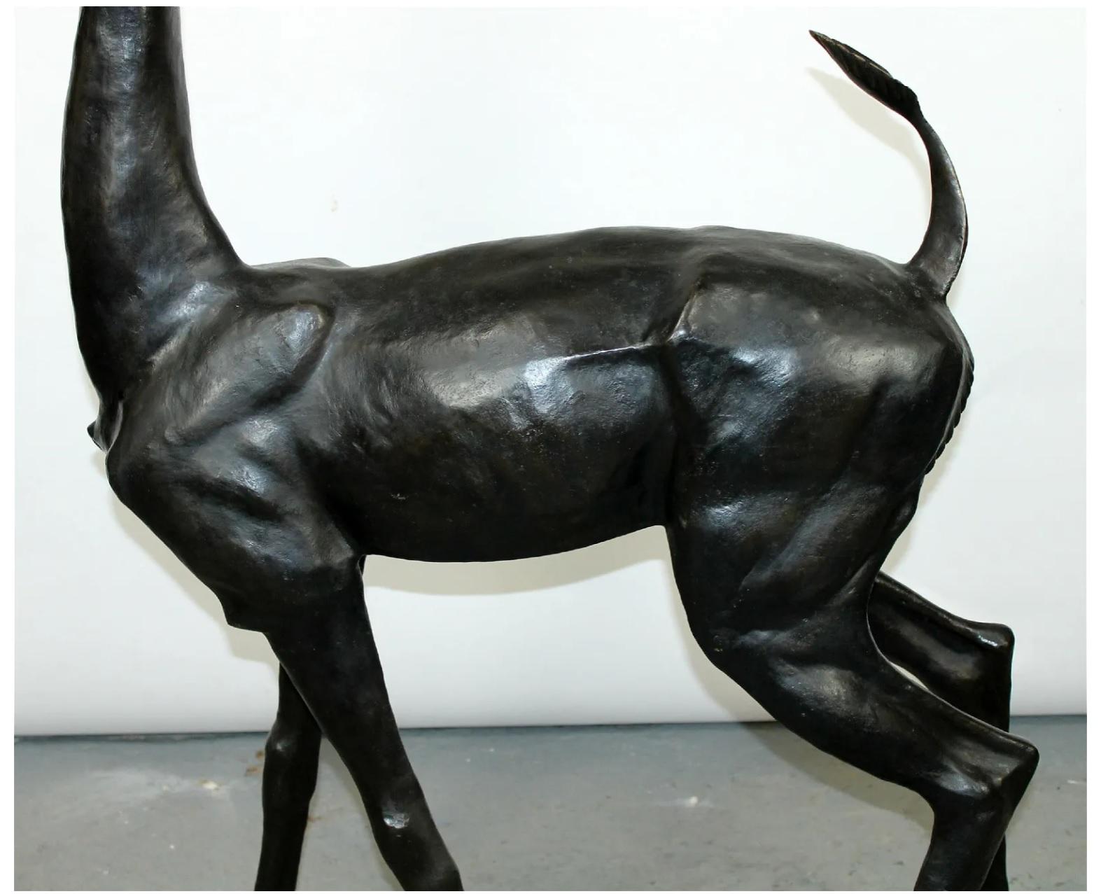 Rustic Impressive Bronze Gazelle Sculpture by Max Turner, Signed, 1976 For Sale