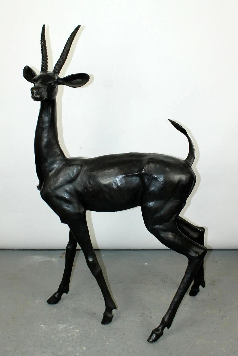 American Impressive Bronze Gazelle Sculpture by Max Turner, Signed, 1976 For Sale