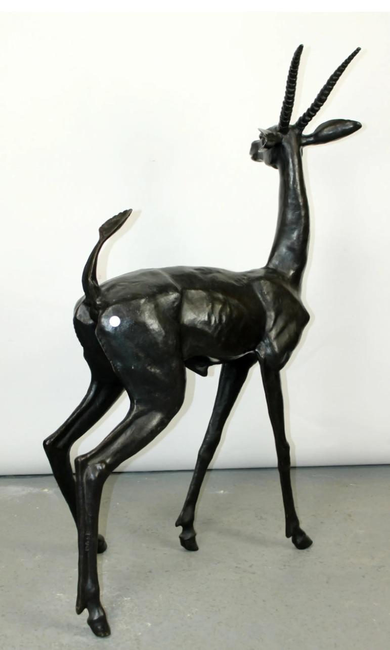 Impressive Bronze Gazelle Sculpture by Max Turner, Signed, 1976 In Good Condition For Sale In Chicago, IL