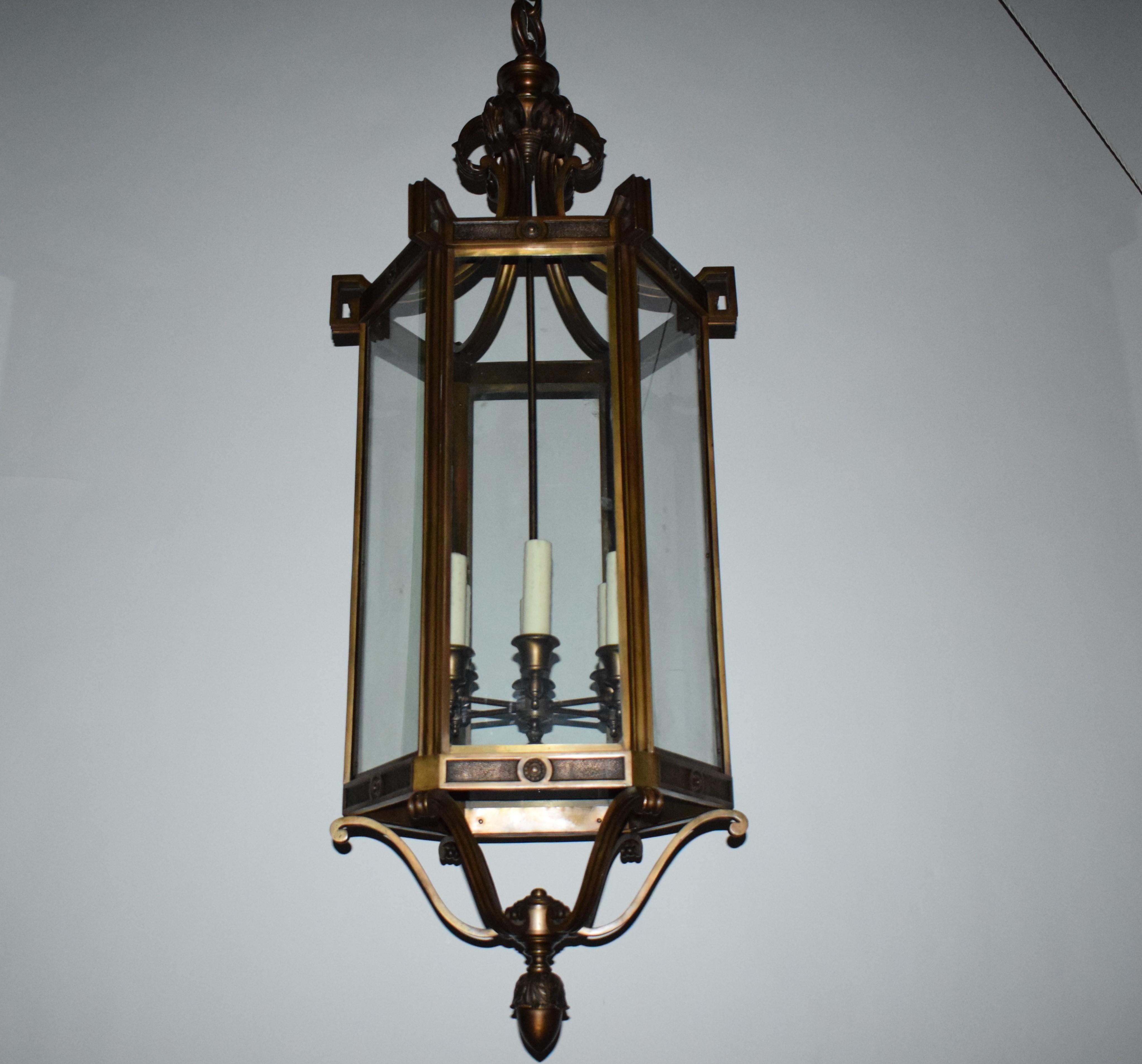 Neoclassical Impressive Bronze Lantern For Sale