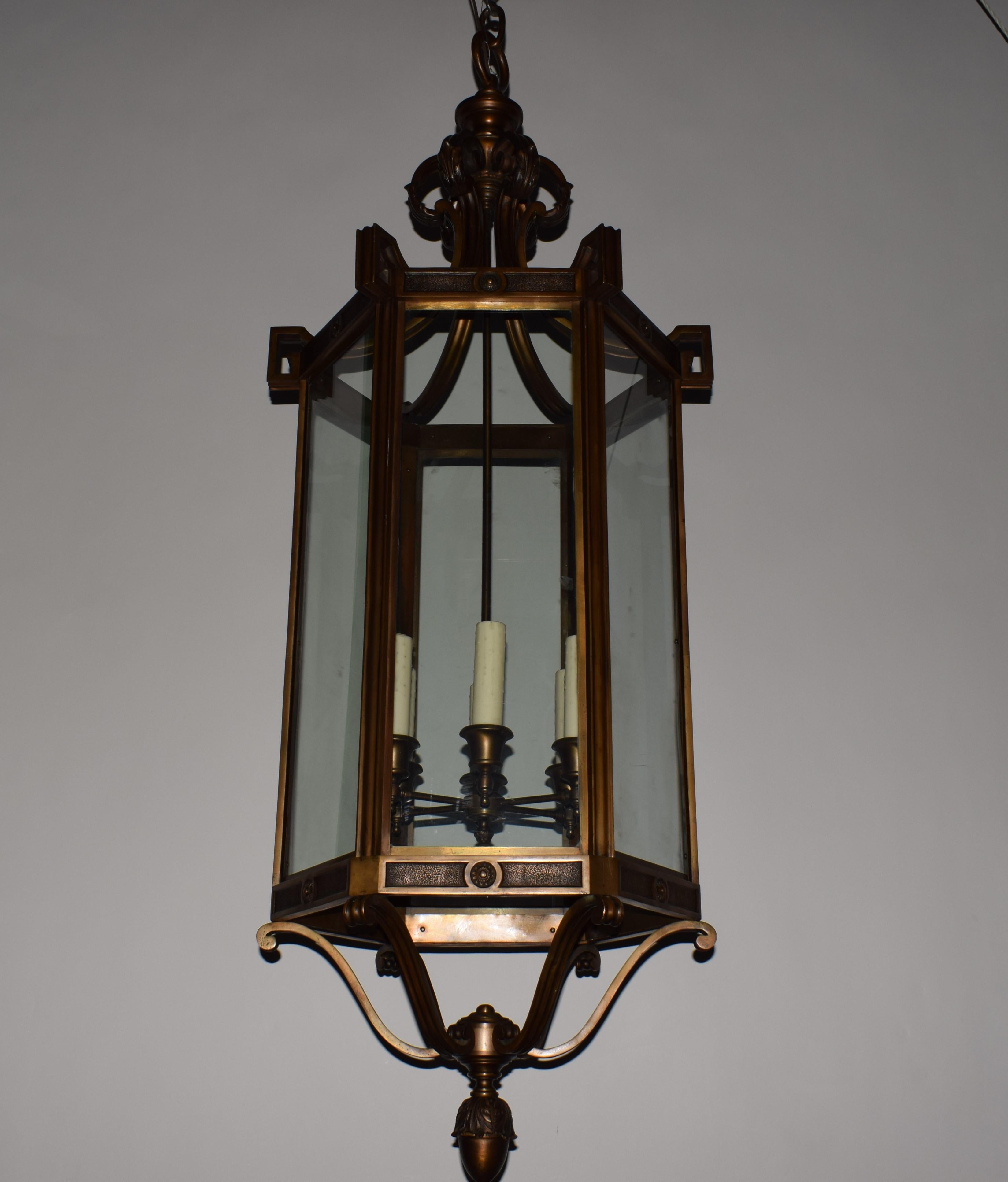 Early 20th Century Impressive Bronze Lantern For Sale