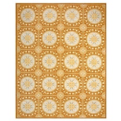 Impressive Brown Color Contemporary Handwoven Wool Needlepoint Flat Weave Rug