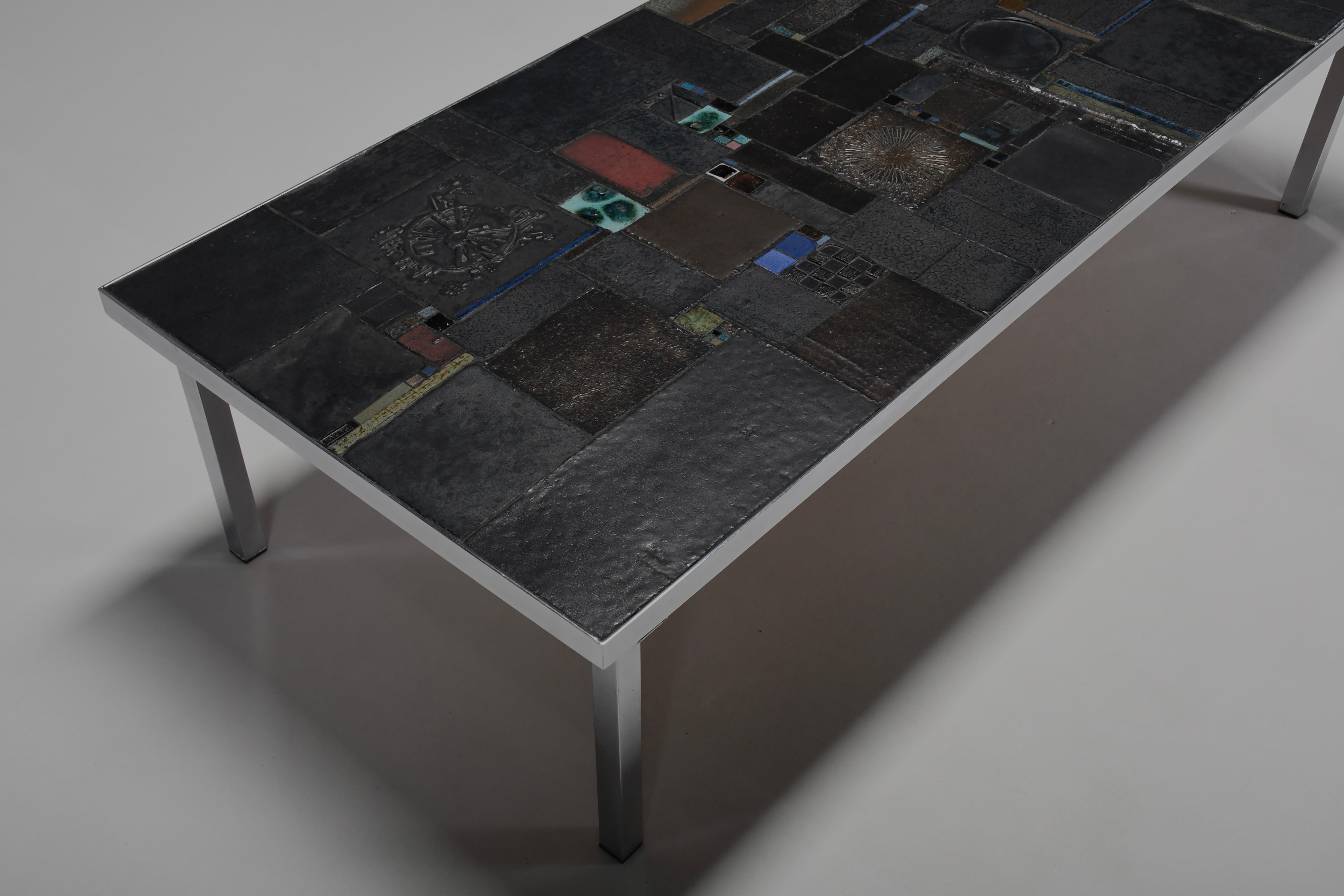 Impressive Brutalist Mosaic Coffee Table by Pia Manu for Amphora, 1960s For Sale 1