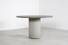 Impressive Brutalist Round Dining / Center Table in Bluestone, Belgium, 1970s