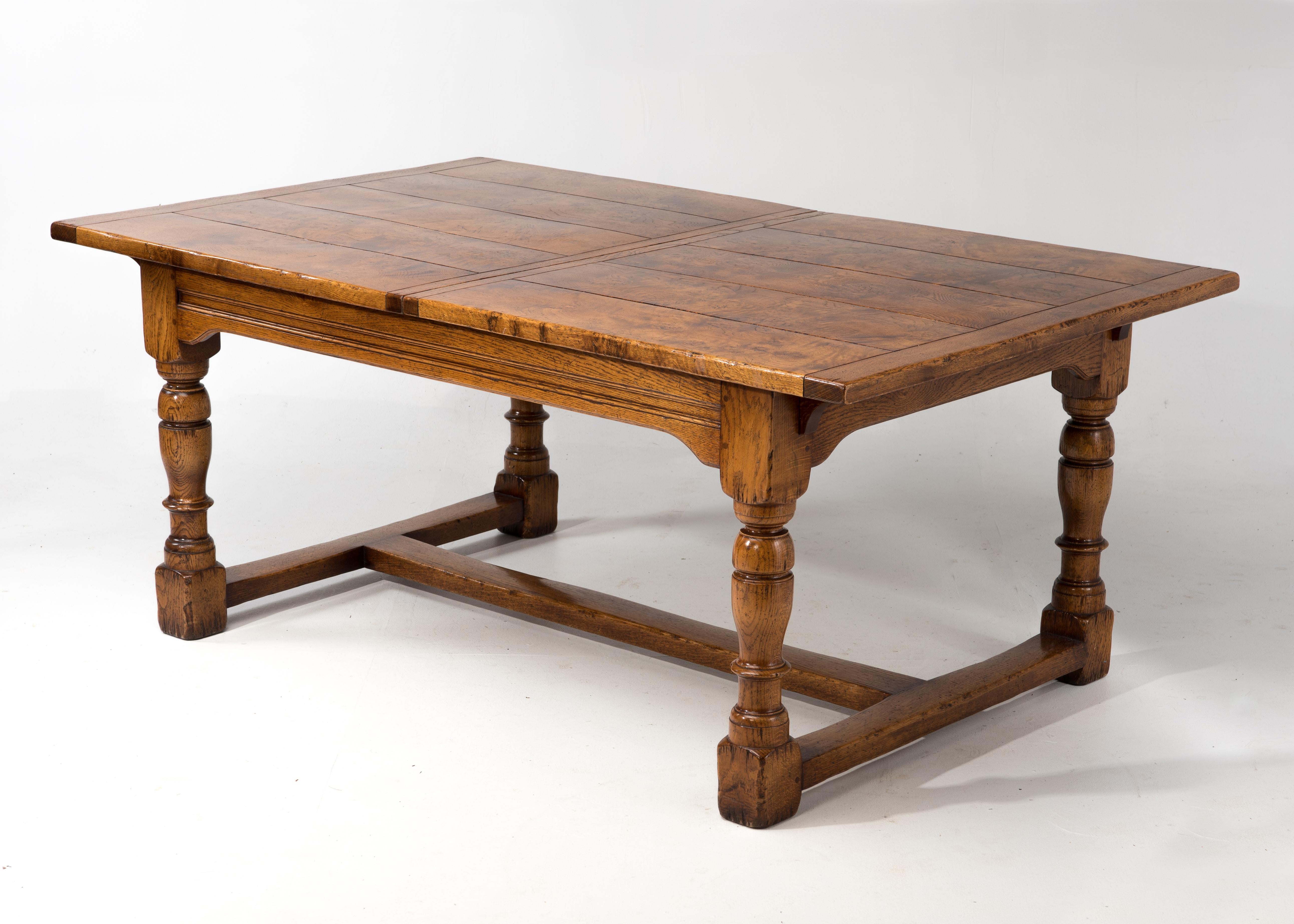 Impressive Beautifully Crafted Burled Walnut Refectory Dining Table 1