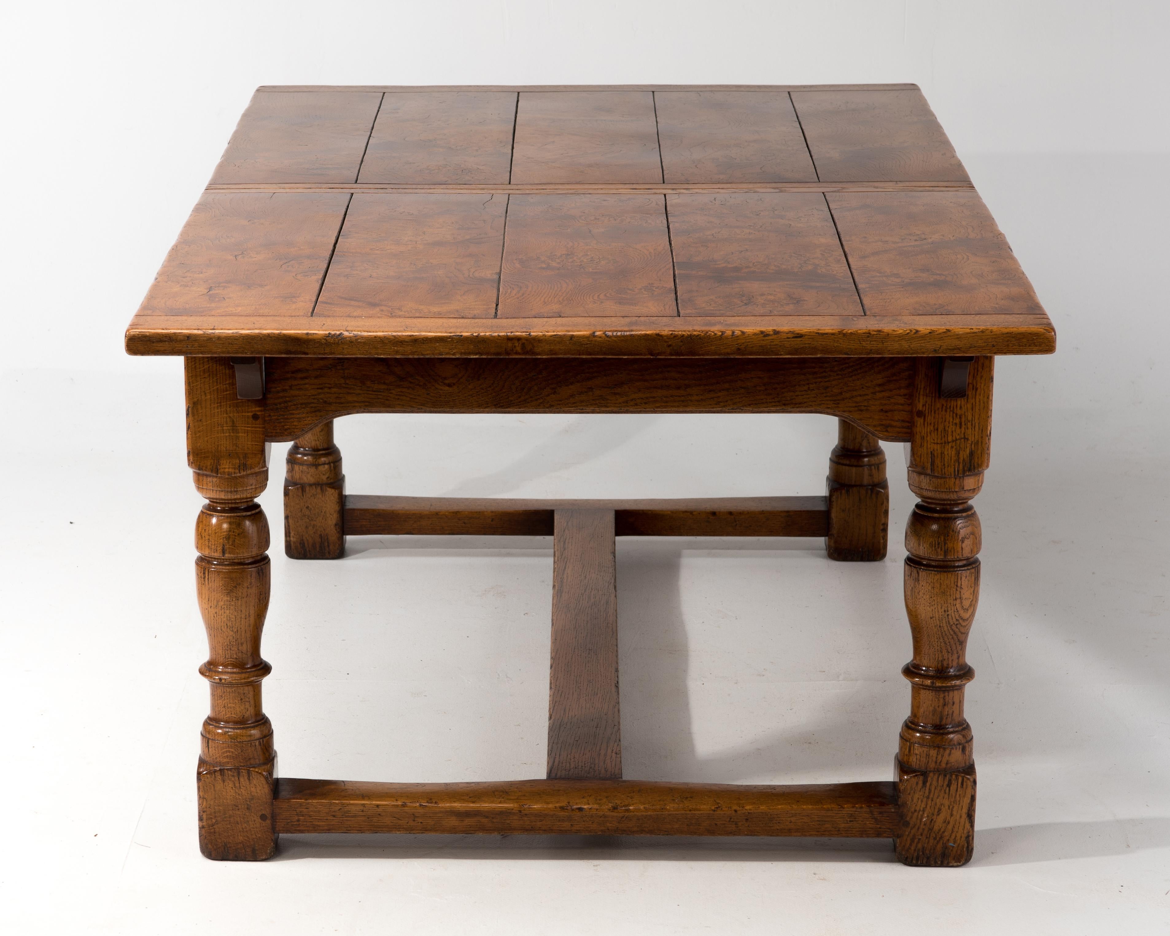 French Provincial Impressive Beautifully Crafted Burled Walnut Refectory Dining Table