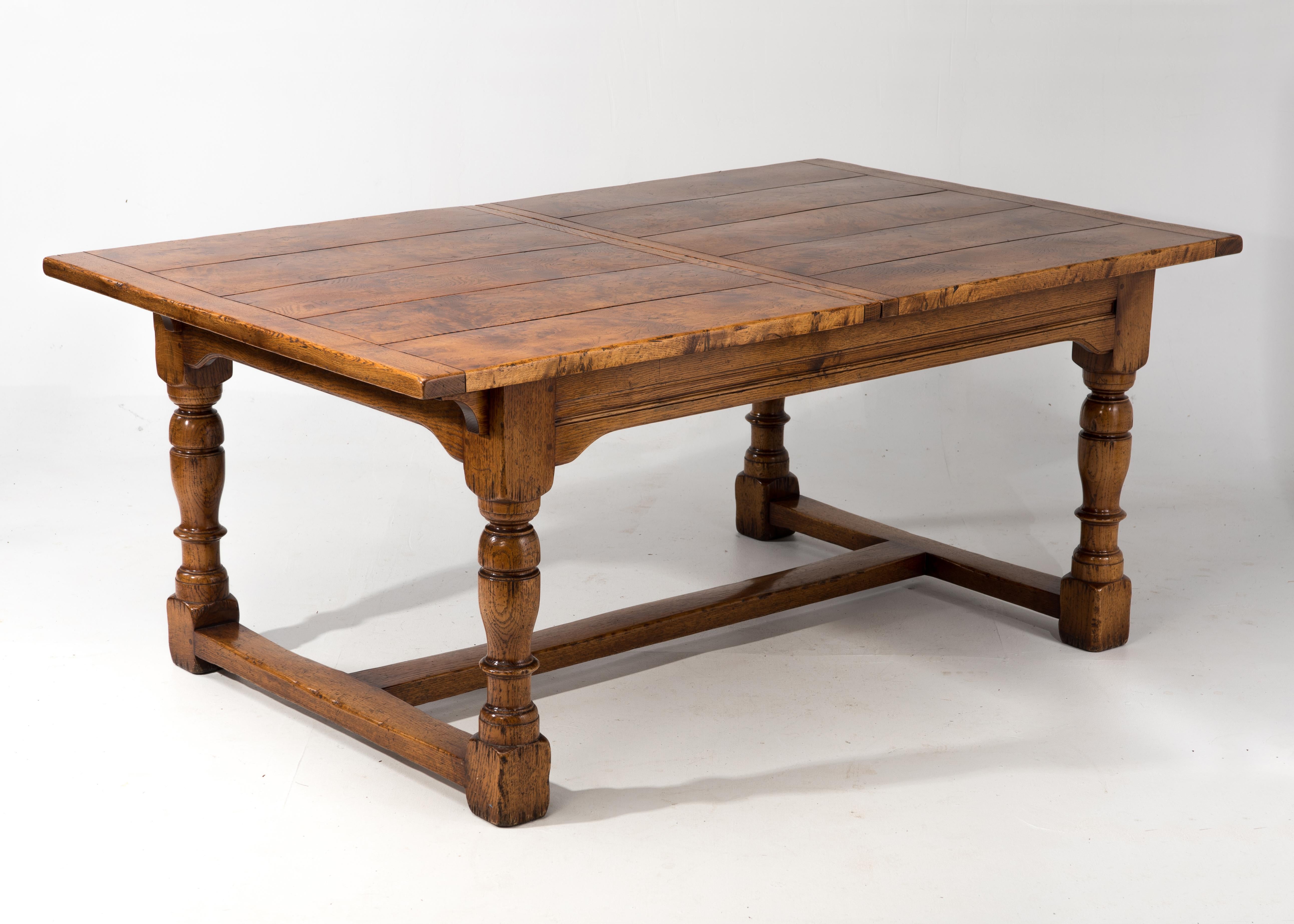 Late 19th Century Impressive Beautifully Crafted Burled Walnut Refectory Dining Table