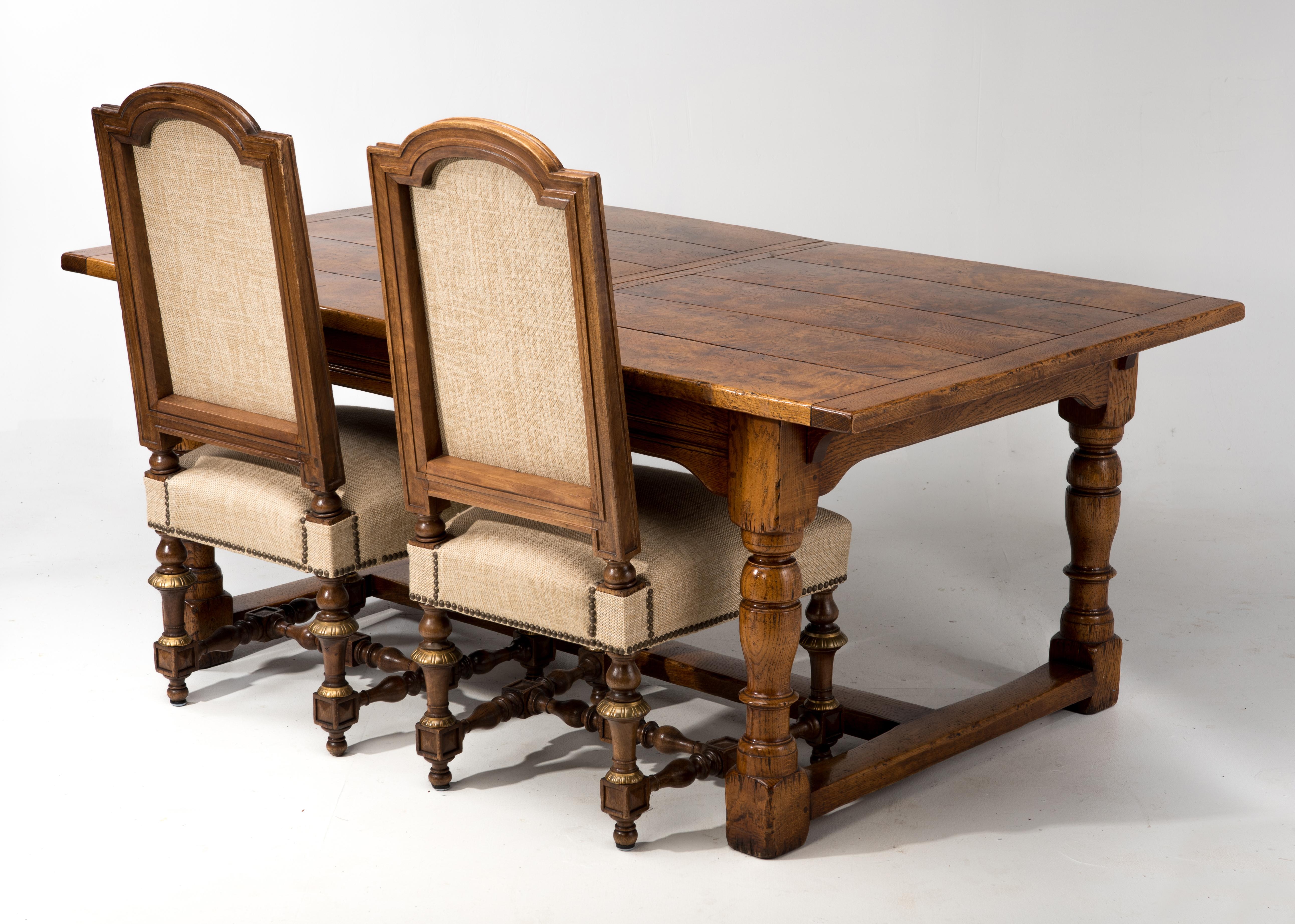 Impressive Beautifully Crafted Burled Walnut Refectory Dining Table 2