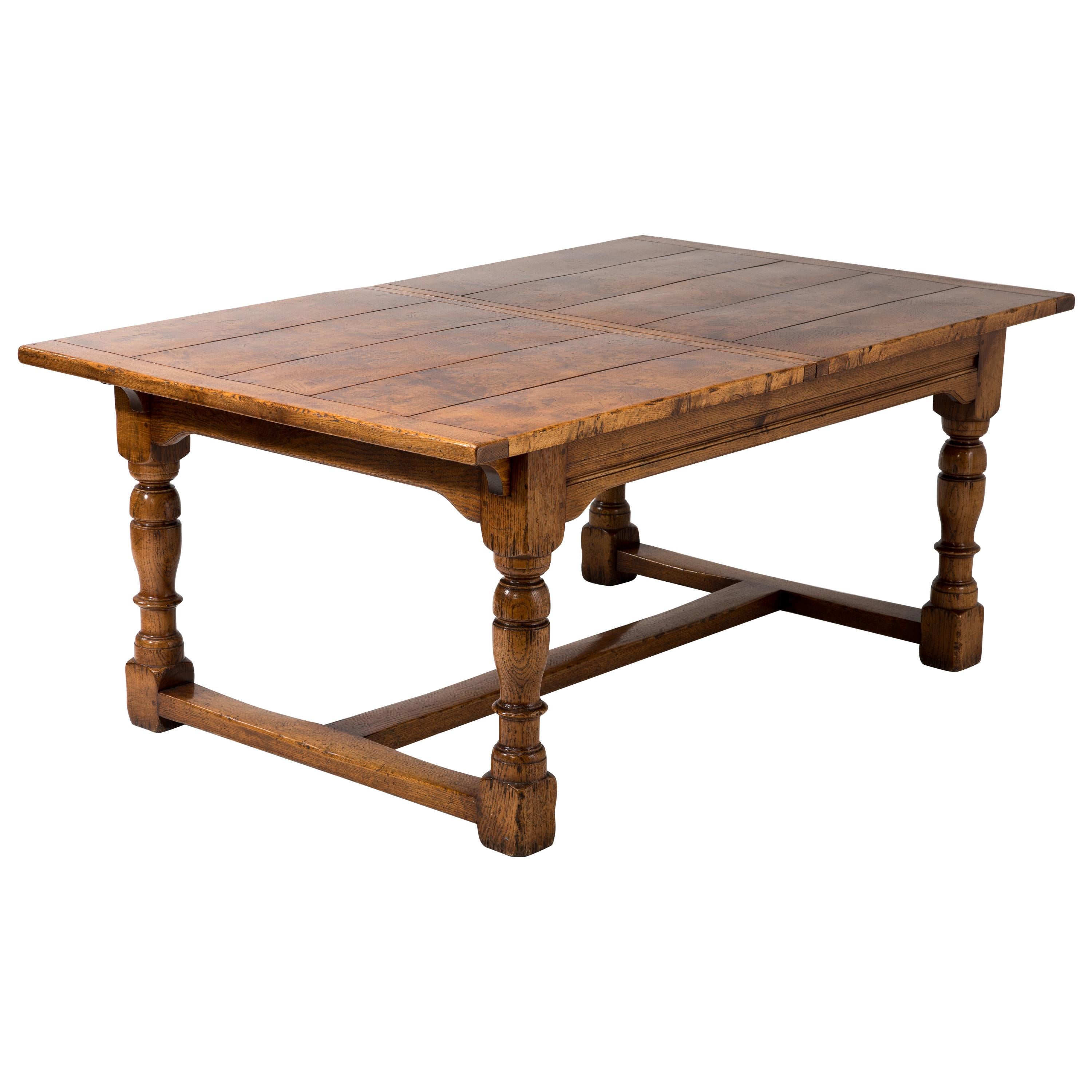 Impressive Beautifully Crafted Burled Walnut Refectory Dining Table