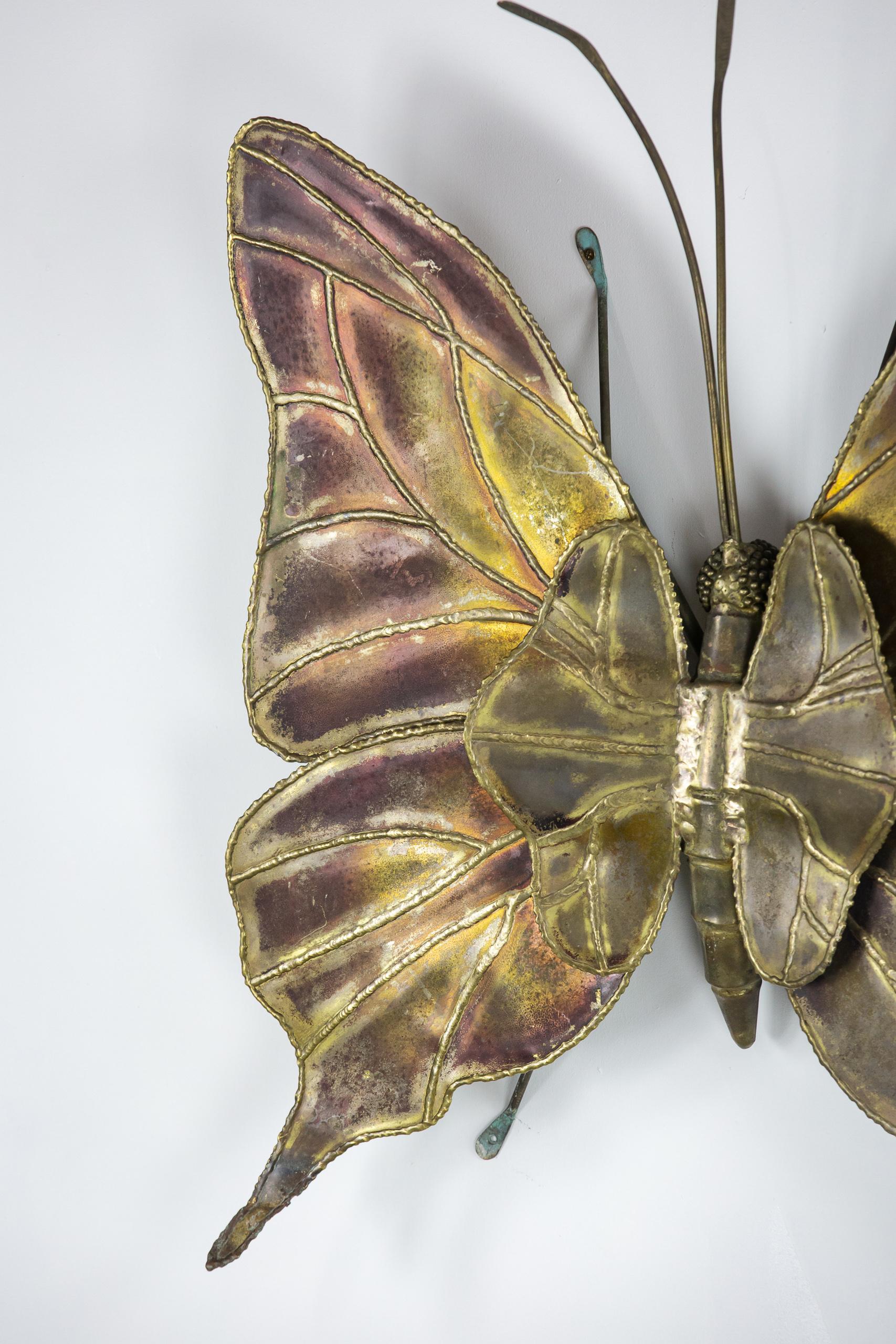 Français Impressionnante applique papillon attribuée à Henri Fernandez