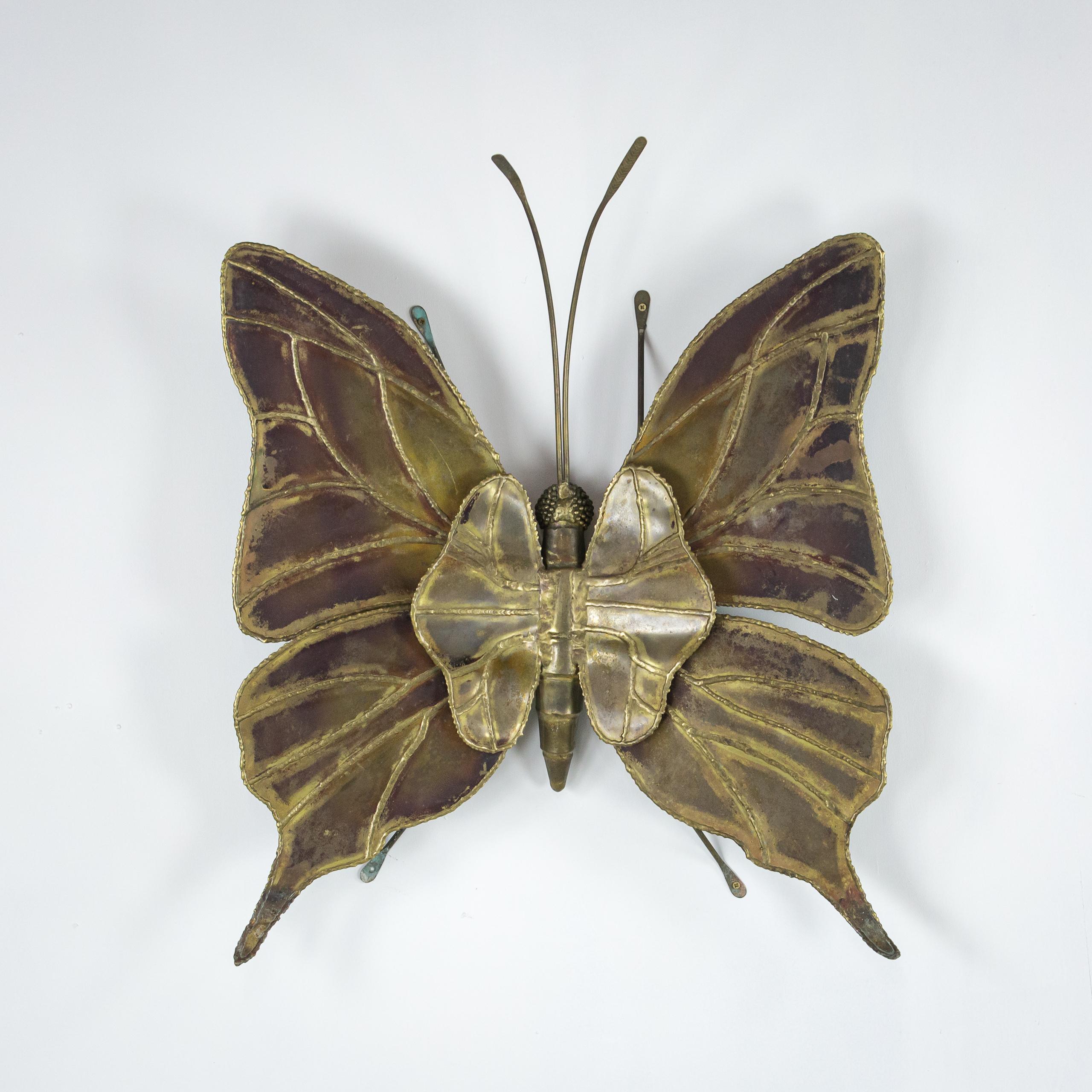Fin du 20e siècle Impressionnante applique papillon attribuée à Henri Fernandez