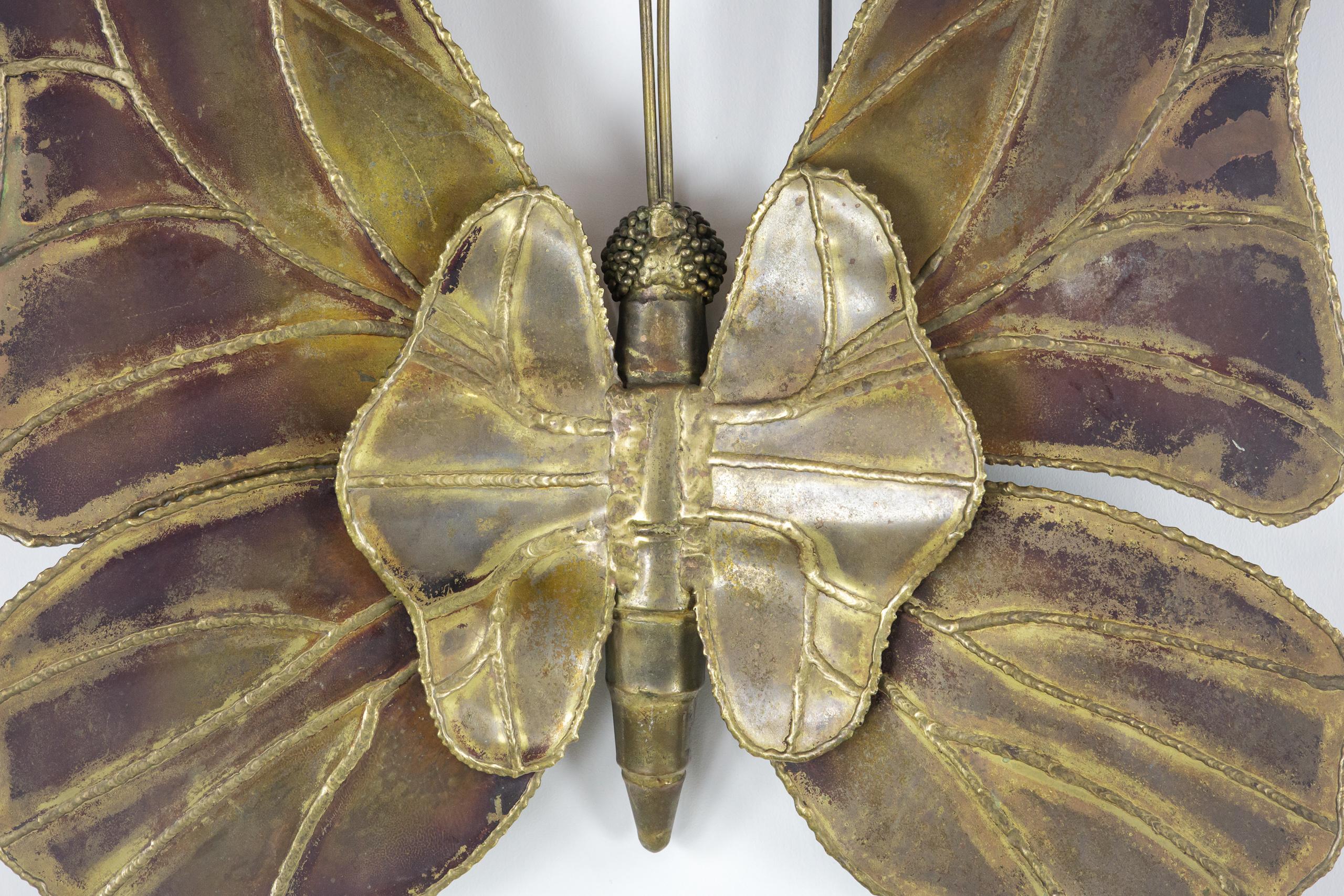 Brass Impressive Butterfly Wall Light Attributed to Henri Fernandez For Sale