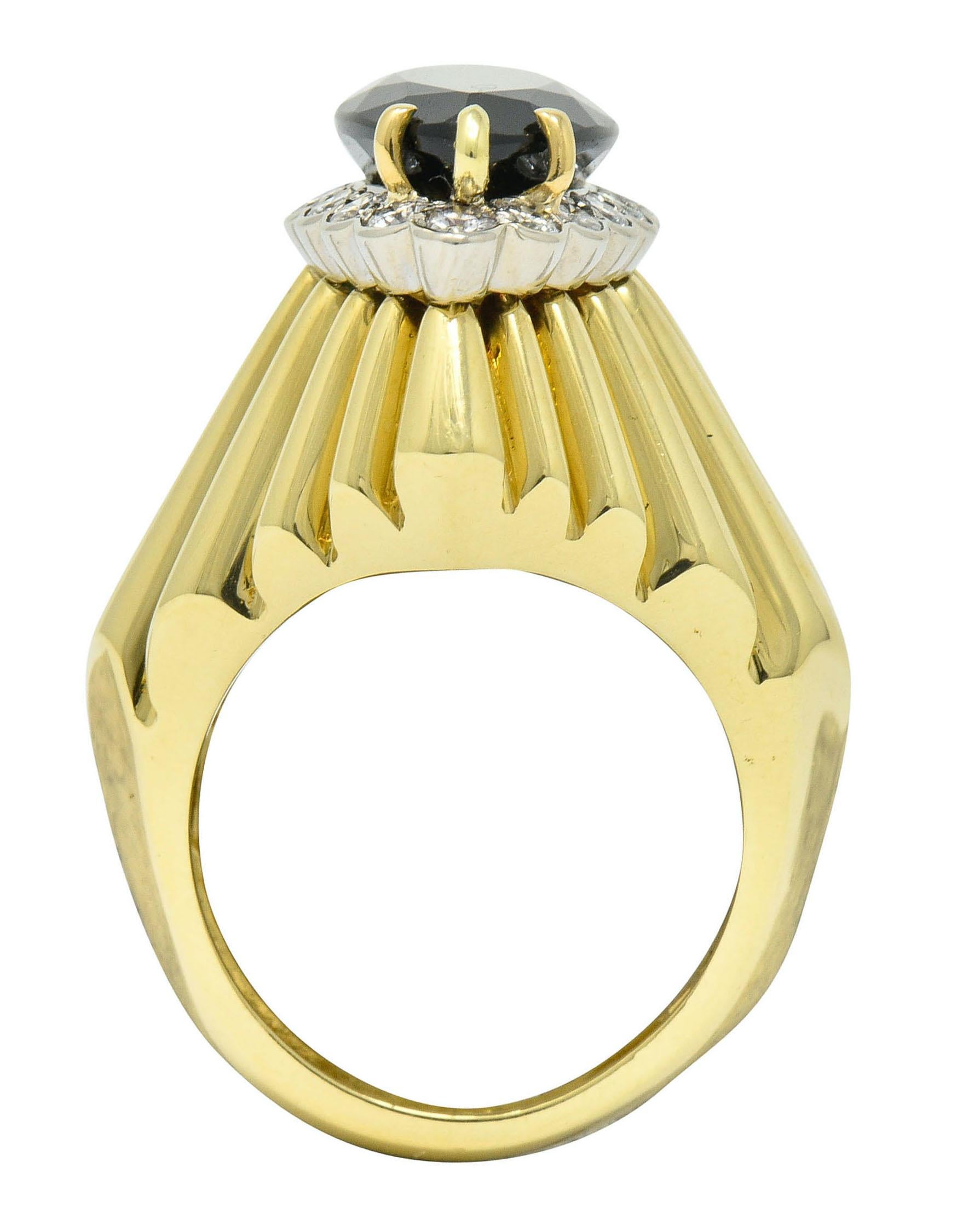 Women's or Men's  Cartier 1970s Vintage Tourmaline Diamond 18 Karat Yellow Gold Ring