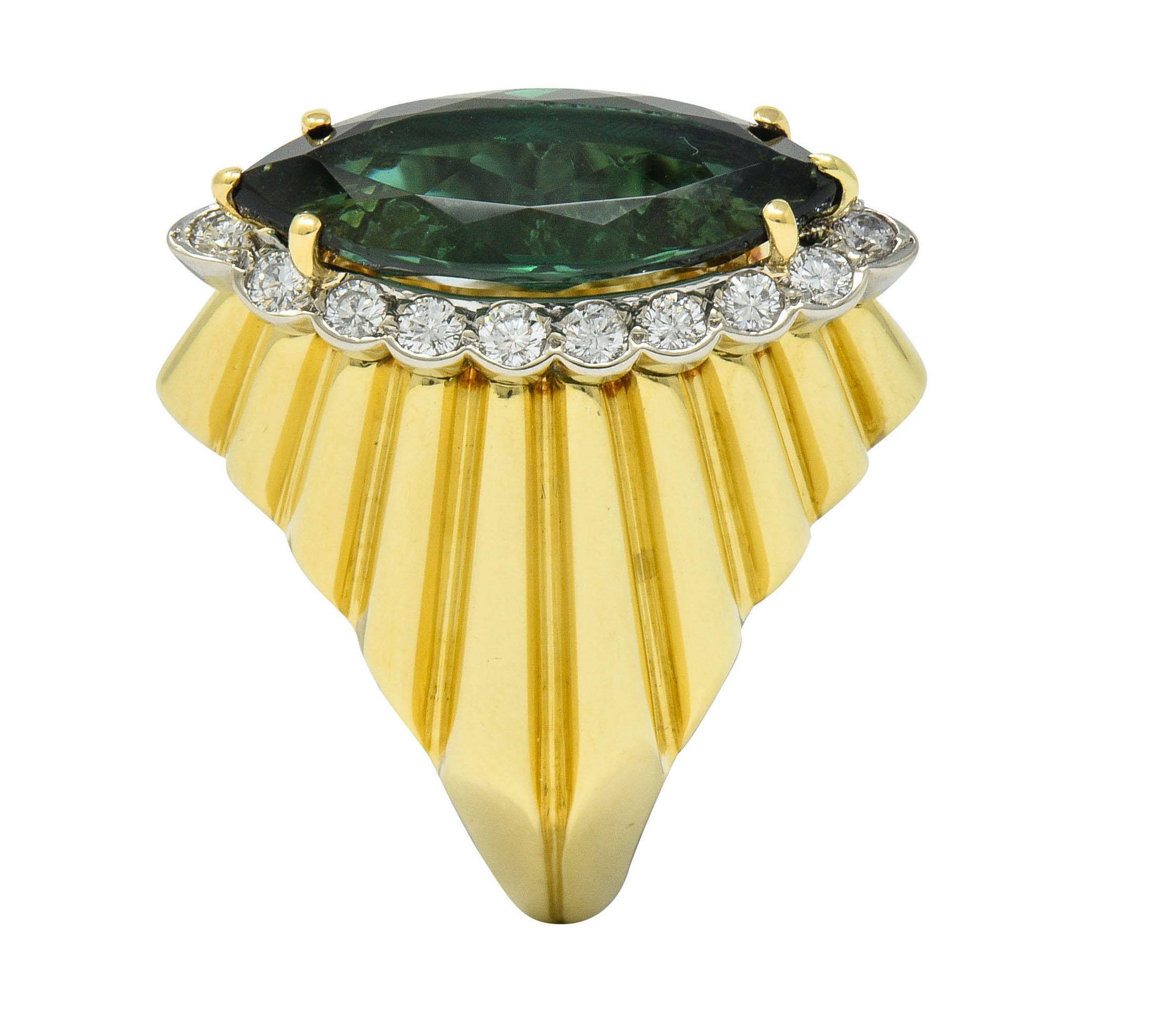  Cartier 1970s Vintage Tourmaline Diamond 18 Karat Yellow Gold Ring 3