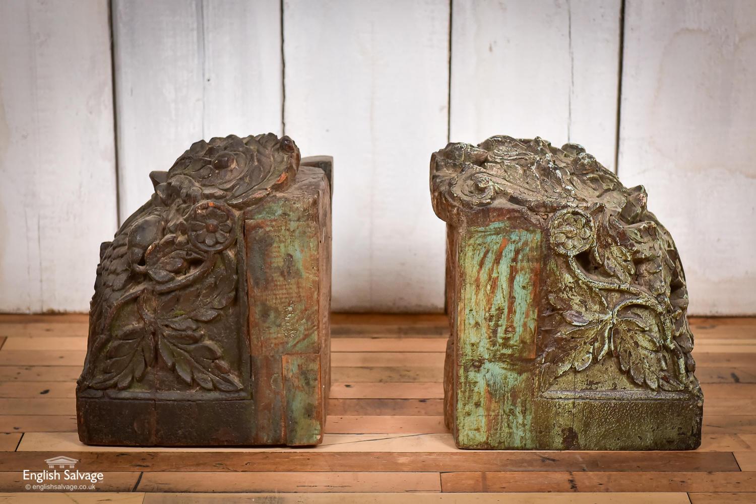 Impressive Carved Teak Decorative Blocks, 20th Century In Good Condition For Sale In London, GB