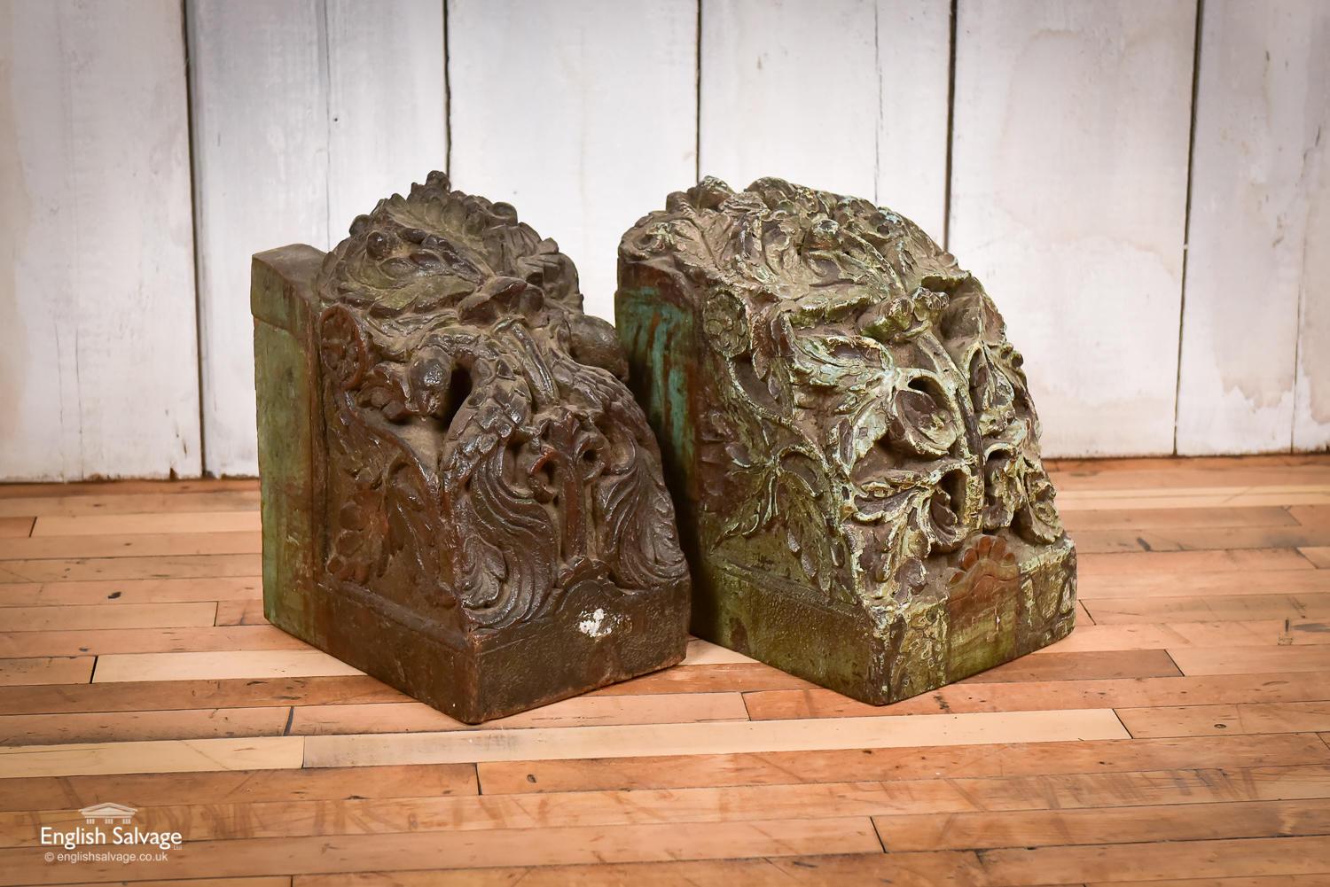 Impressive Carved Teak Decorative Blocks, 20th Century For Sale 2