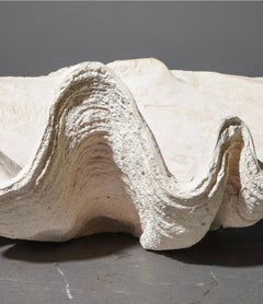Impressive Cast Concrete Clam shell Planter or Sculpture , sold individually