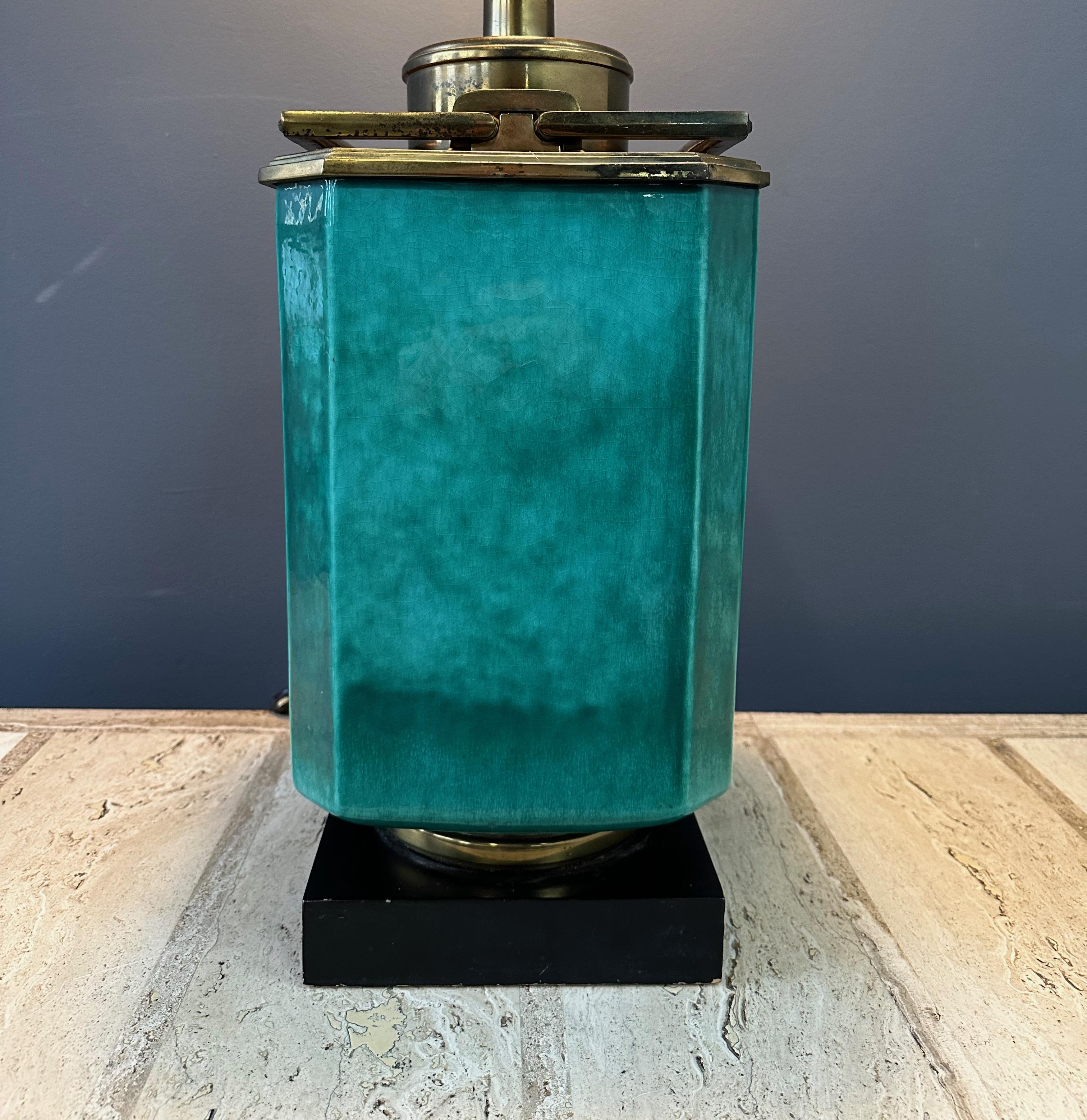 Mid-Century Modern Impressive Ceramic and Brass Table Lamp by Edwin Cole for Stiffel