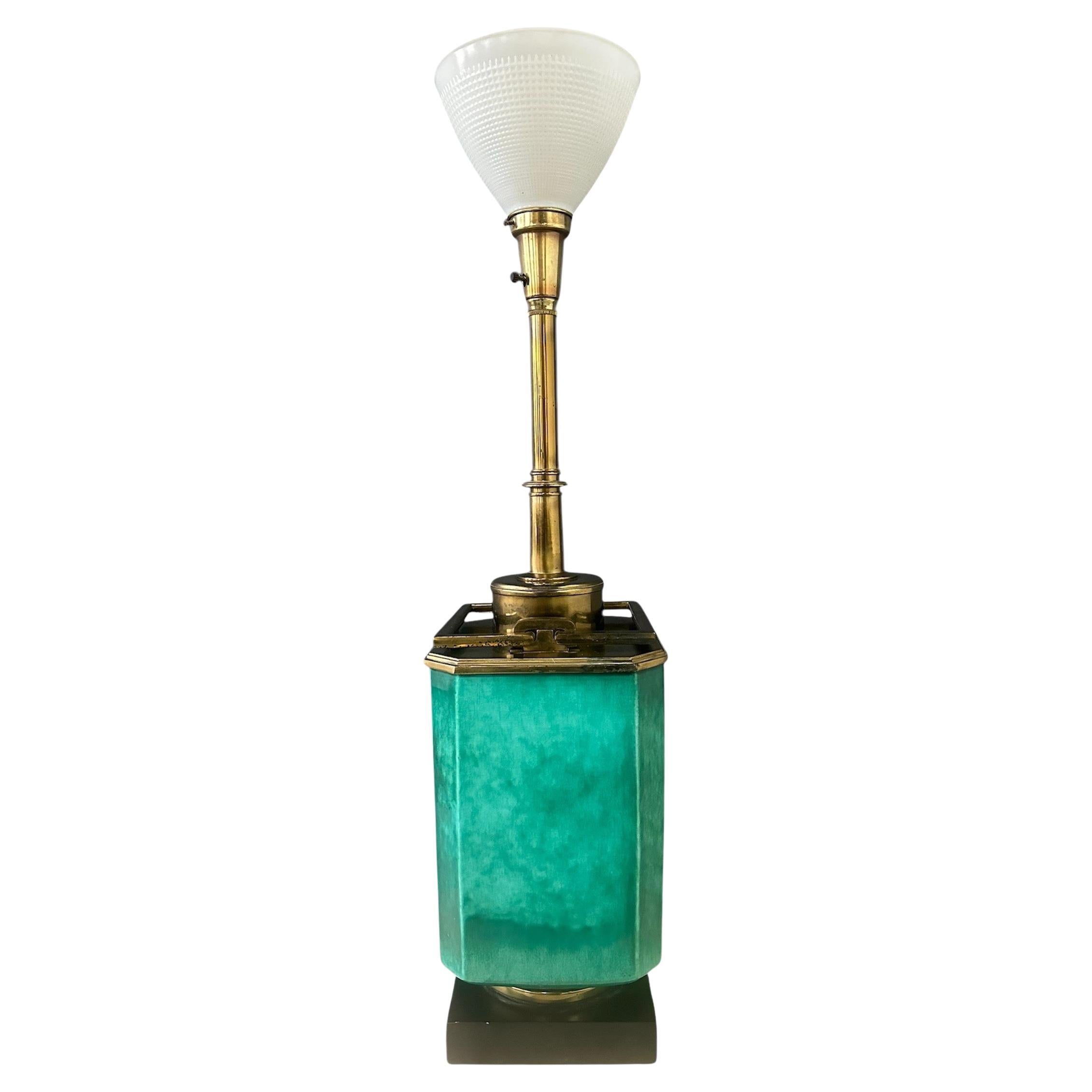 Impressive Ceramic and Brass Table Lamp by Edwin Cole for Stiffel
