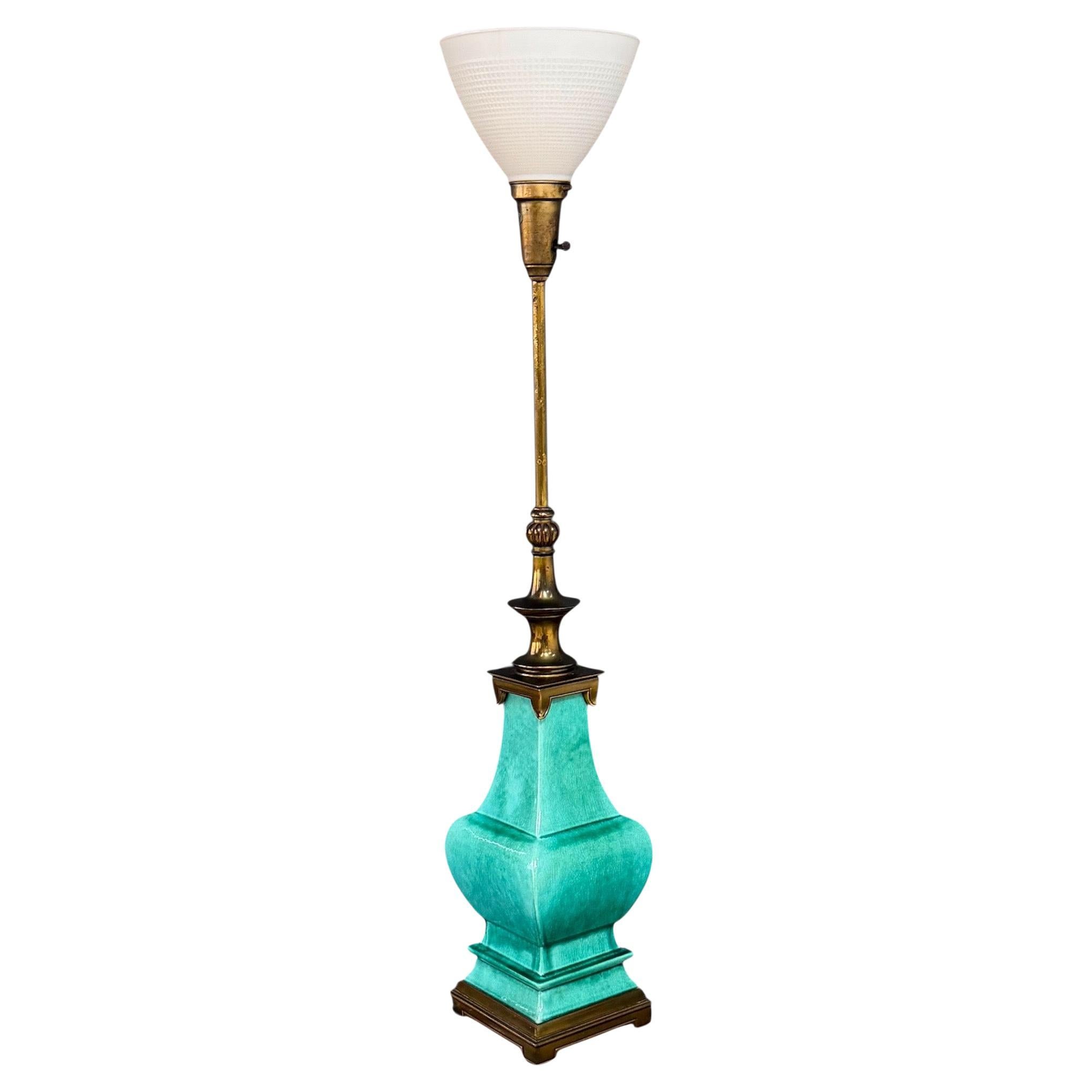 Impressionnante lampe de bureau en céramique et laiton d
Edwin Cole pour Stiffel